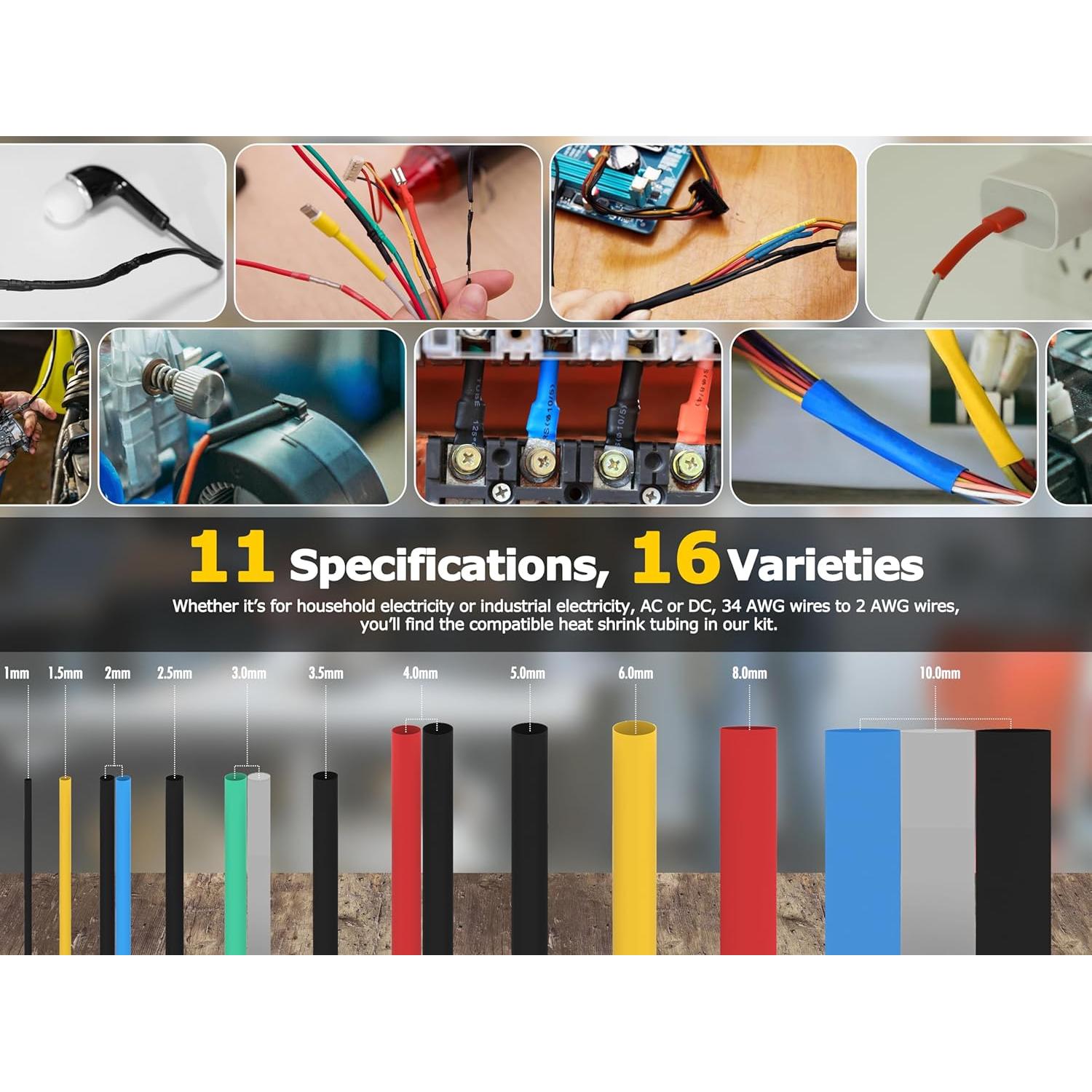 Kit de Tubos Termocontraíbles Ginsco 580 pcs 2:1 6 Colores