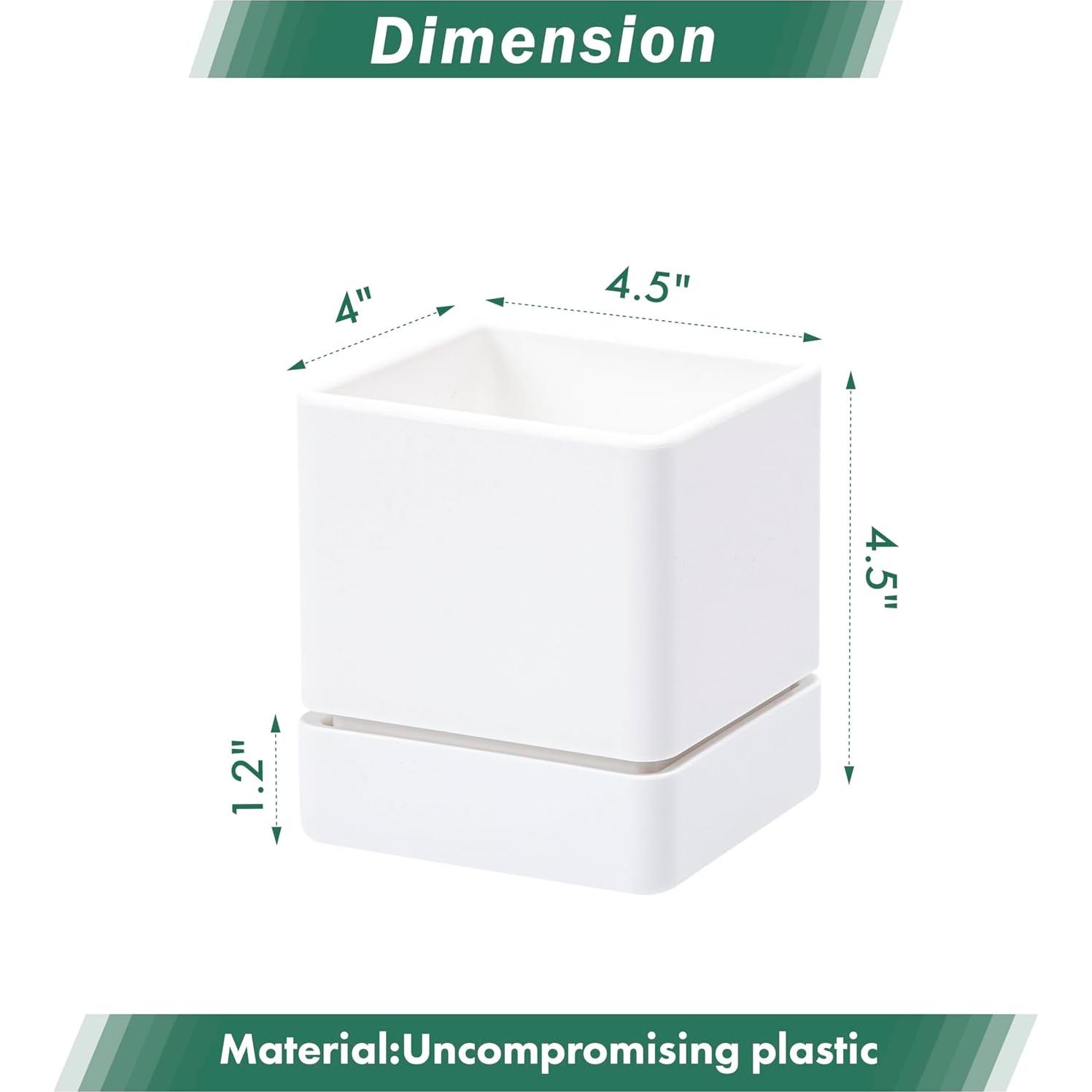 Maceta de Hierbas D'vine Dev 10 cm Blanca con Drenaje y Plato