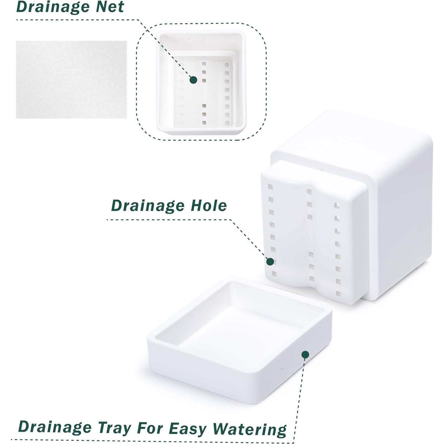 Maceta de Hierbas D'vine Dev 10 cm Blanca con Drenaje y Plato