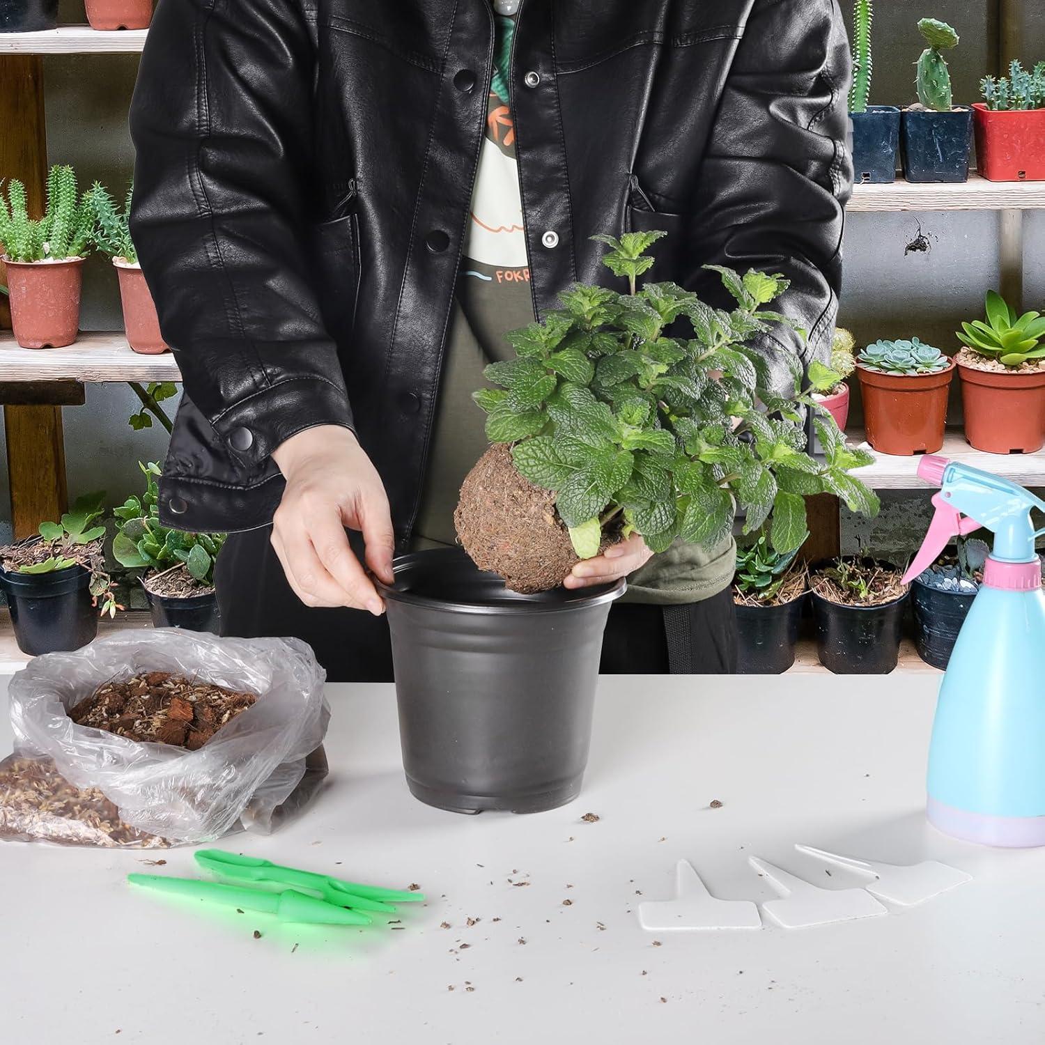 Paquete de 100 Macetas de Plástico Huvai 0.5 Galones Negro