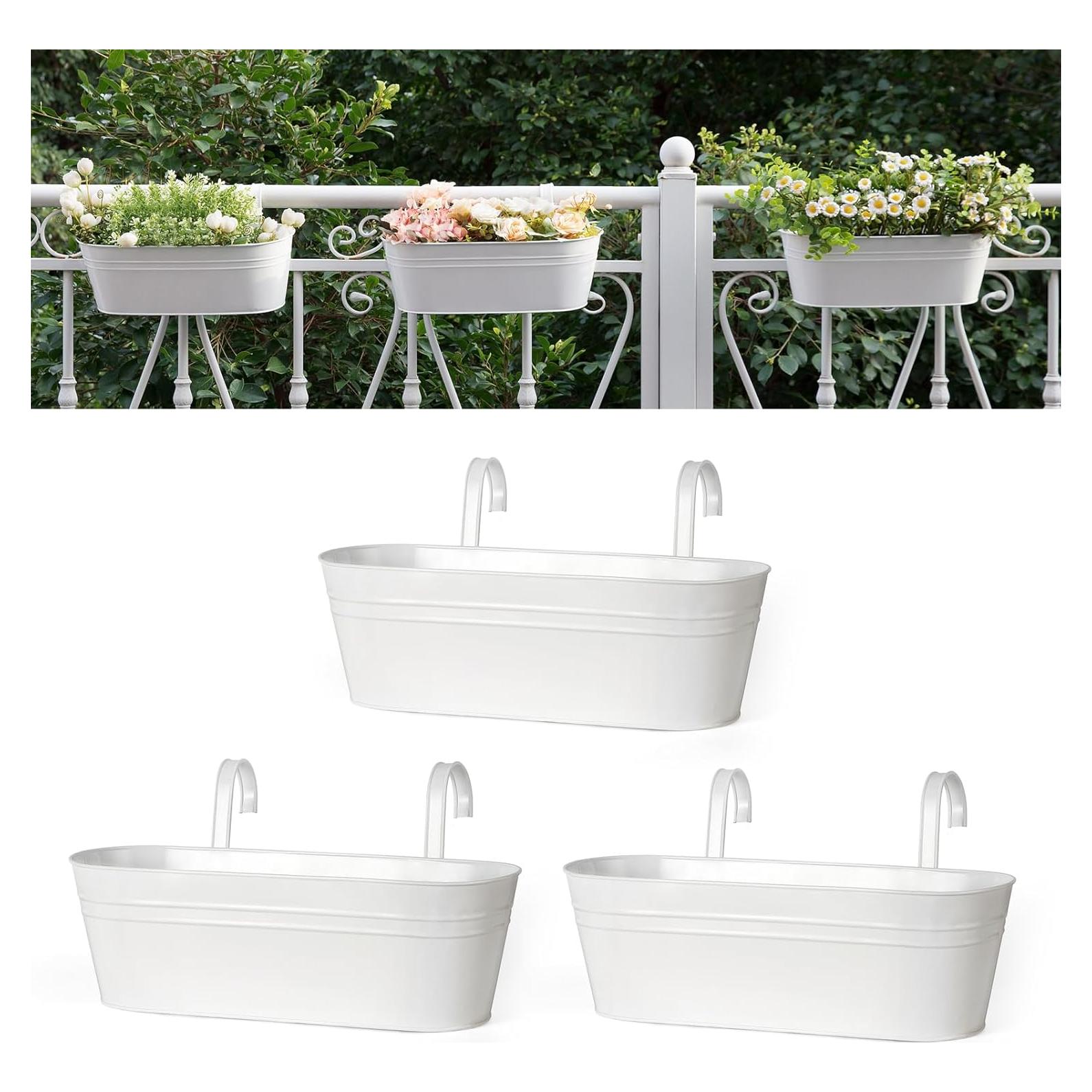 Macetas Colgantes de Hierro Dahey 3 Pcs 40x12.7 cm Blancas
