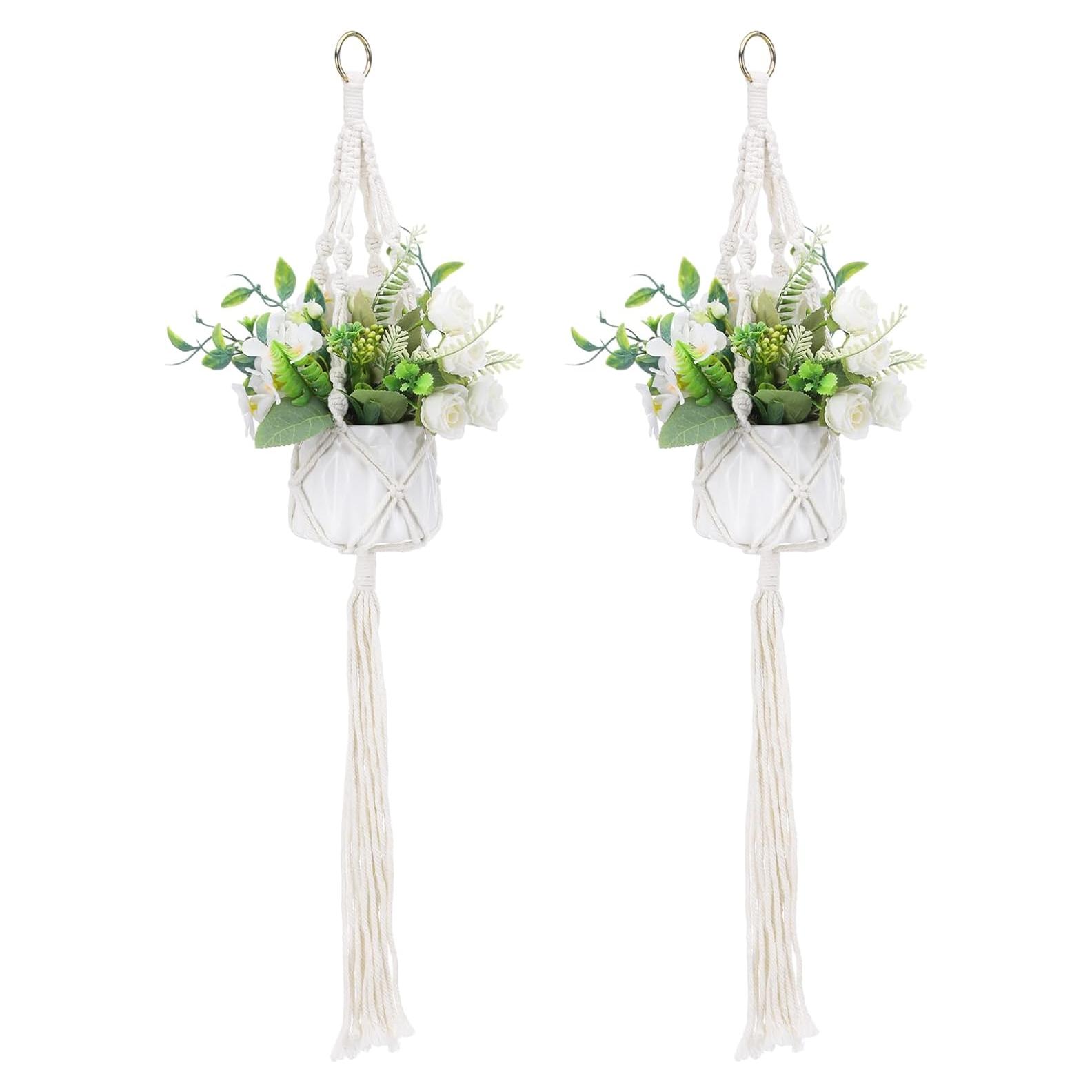 Colgador de Plantas de Macramé Sliverdew 50 cm 2 Piezas Boho