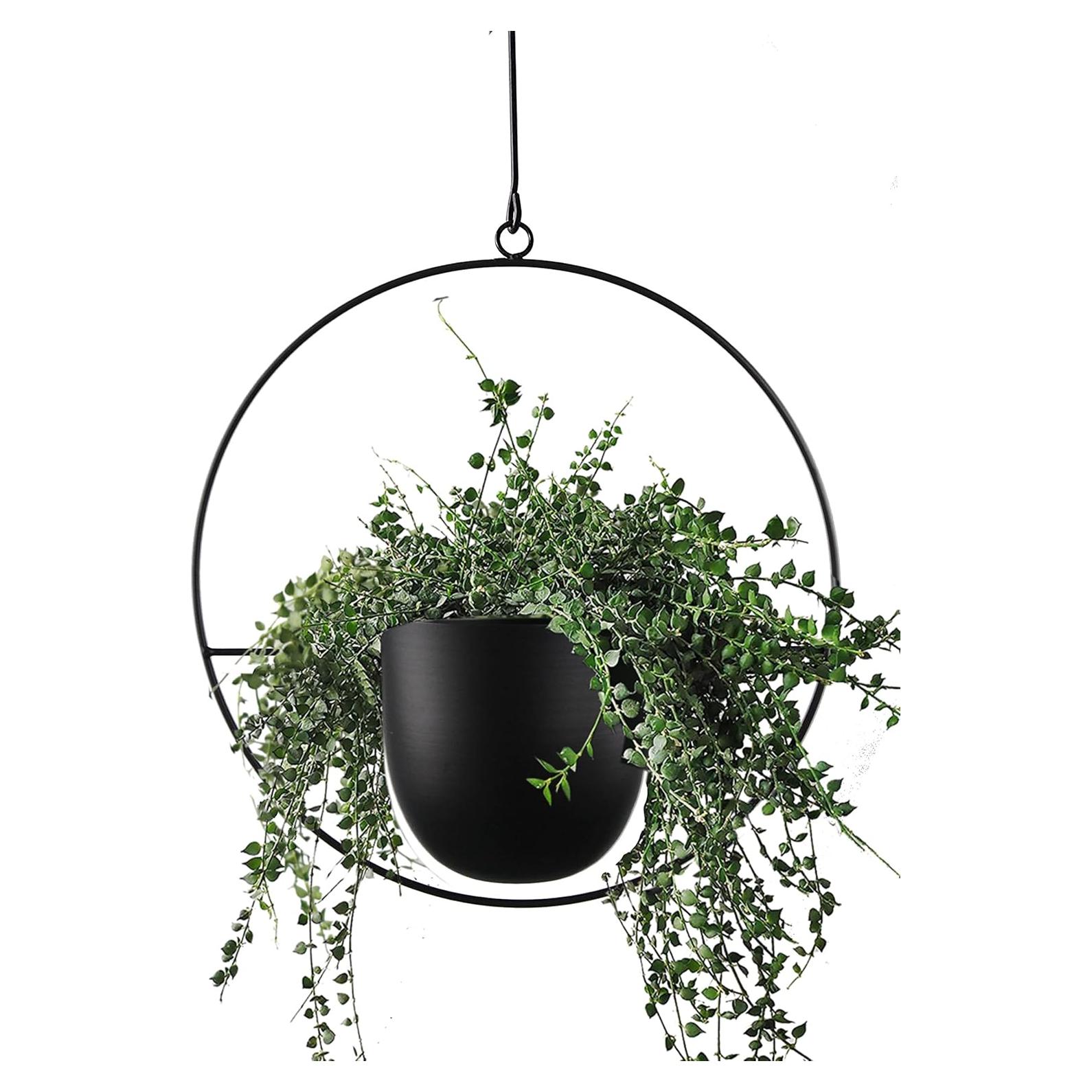 Maceta Colgante Abetree Negra 14cm para Plantas Interior/Exterior