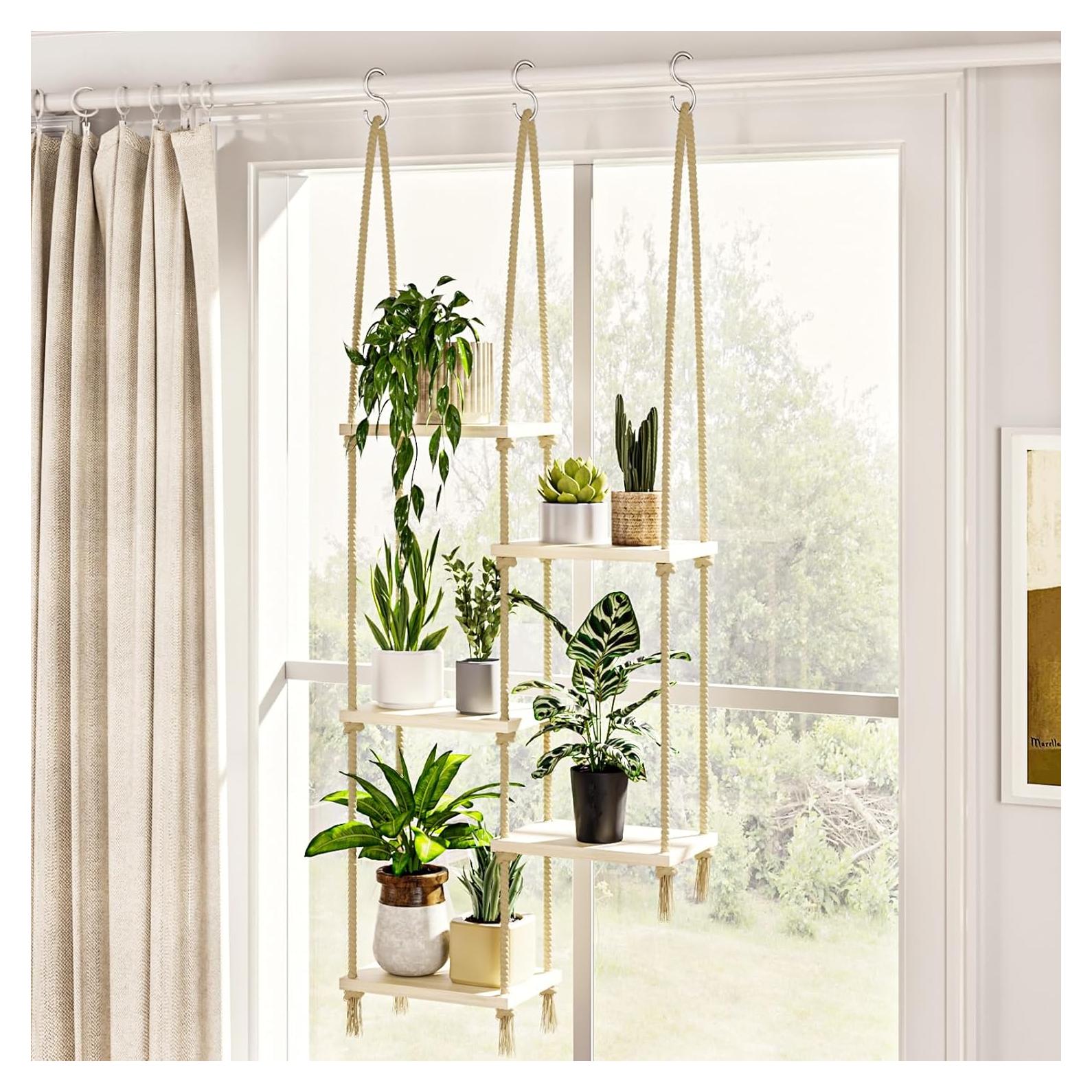 Estante Colgante para Plantas Bamworld 5 Estantes Boho Madera