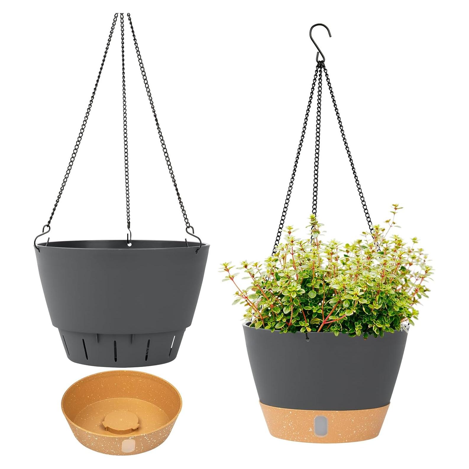 Macetas Colgantes QCQHDU 20.3 cm Gris Oscuro Autolimpiante