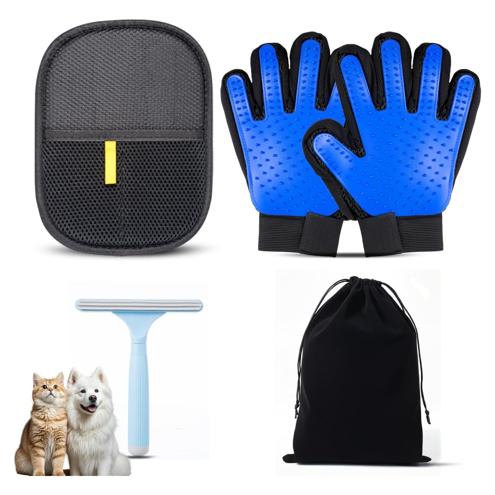 Juego de Guantes Quitapelos para Mascotas 4 Piezas - Aseo y Limpieza