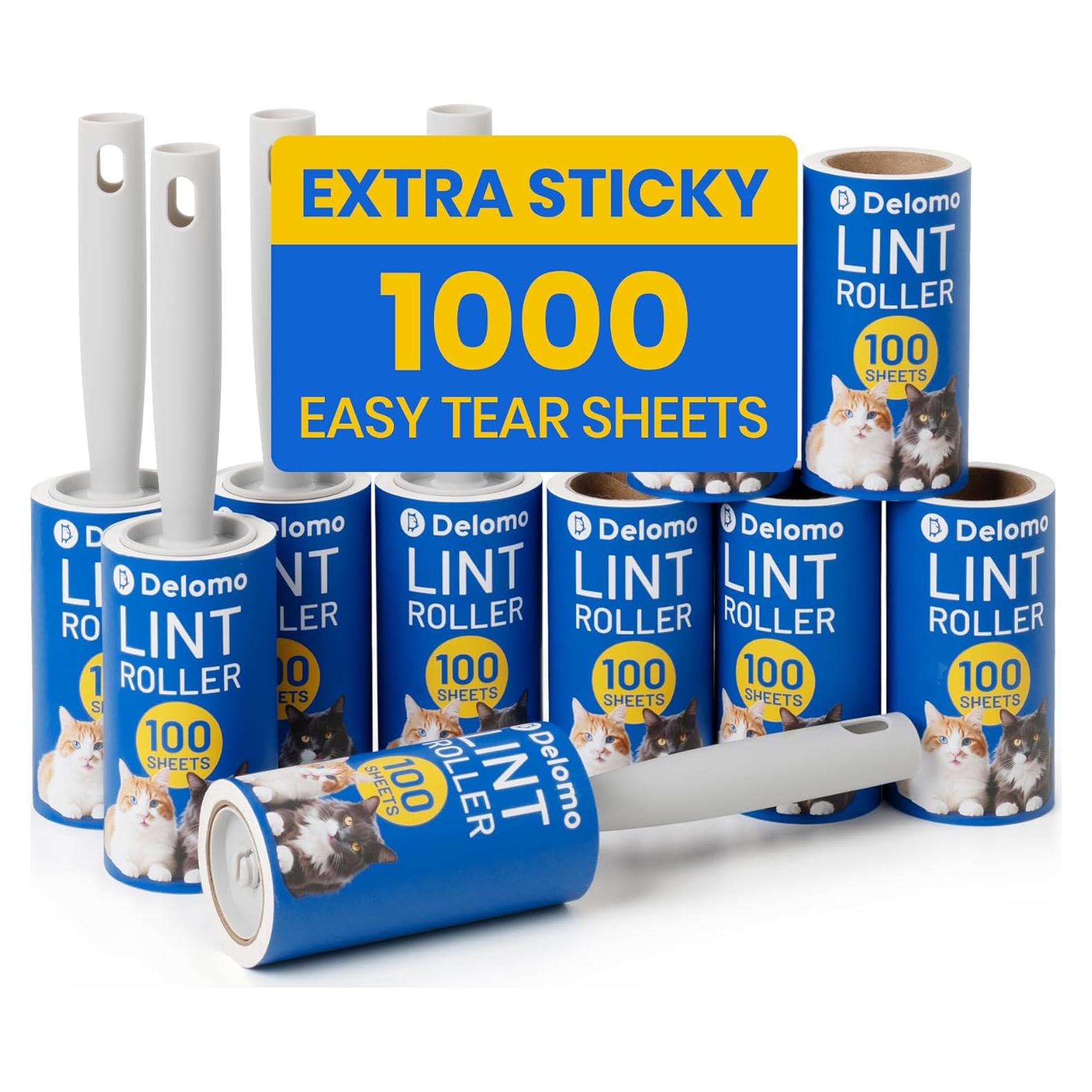 Rodillo Quitapelusas DELOMO 1,000 Hojas Azul - 5 Rodillos + 5 Recargas