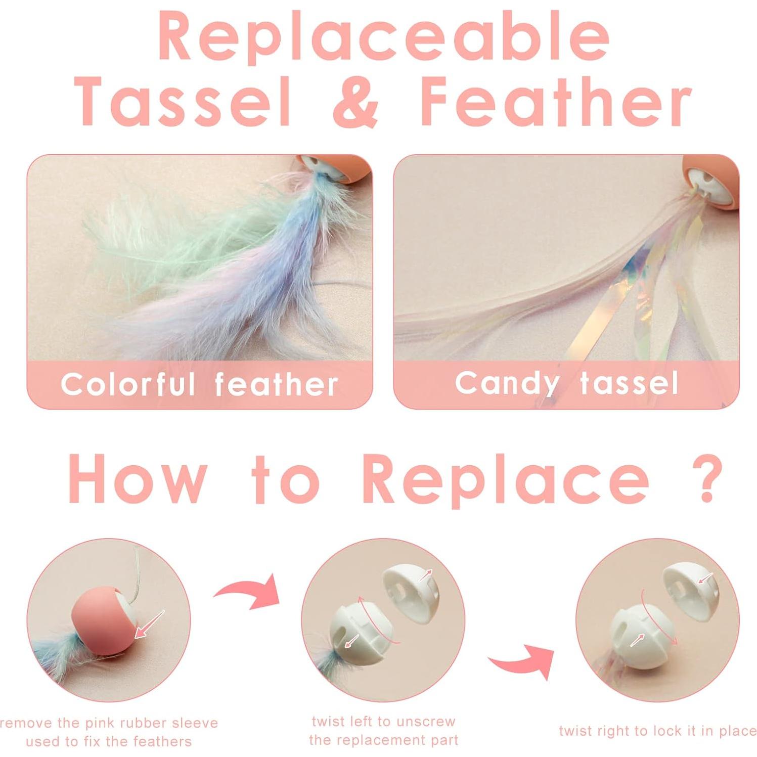 Varita Retráctil para Gatos Andiker con Plumas y Cabeza Reemplazable