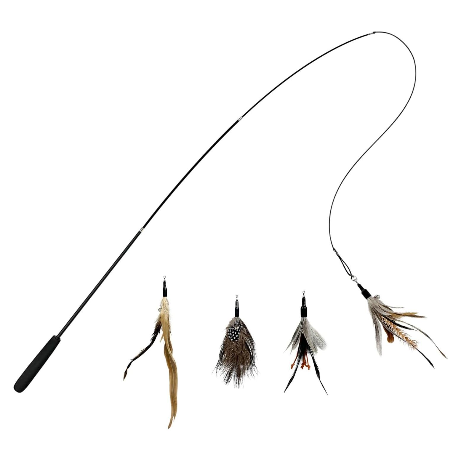 Juguete Interactivo para Gatos TTcat Varita con Plumas 94.8 cm