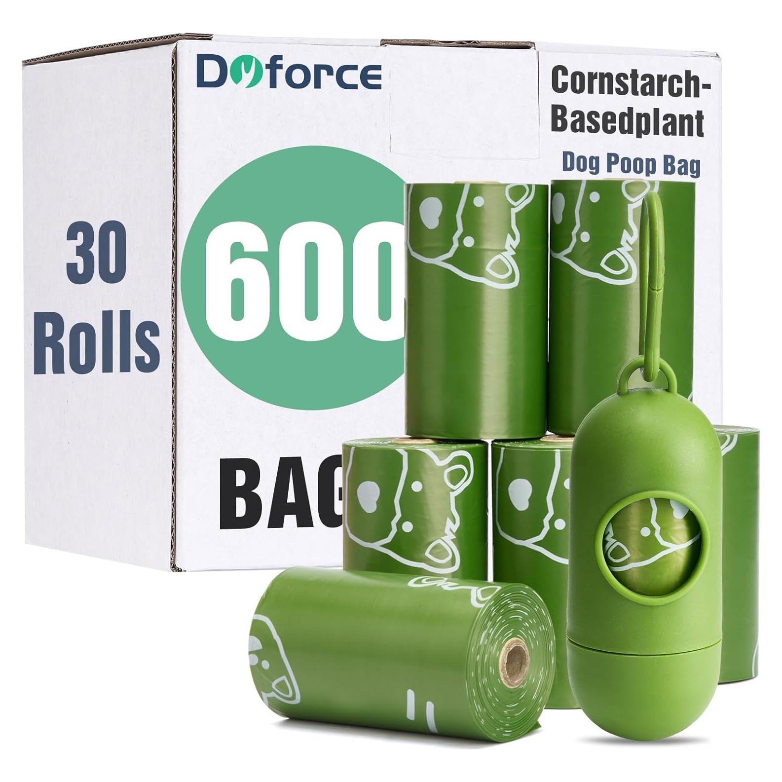 Bolsas de Poop Aromatizadas Dyforce, 600 Bolsas Verde 22.86x33.02 cm
