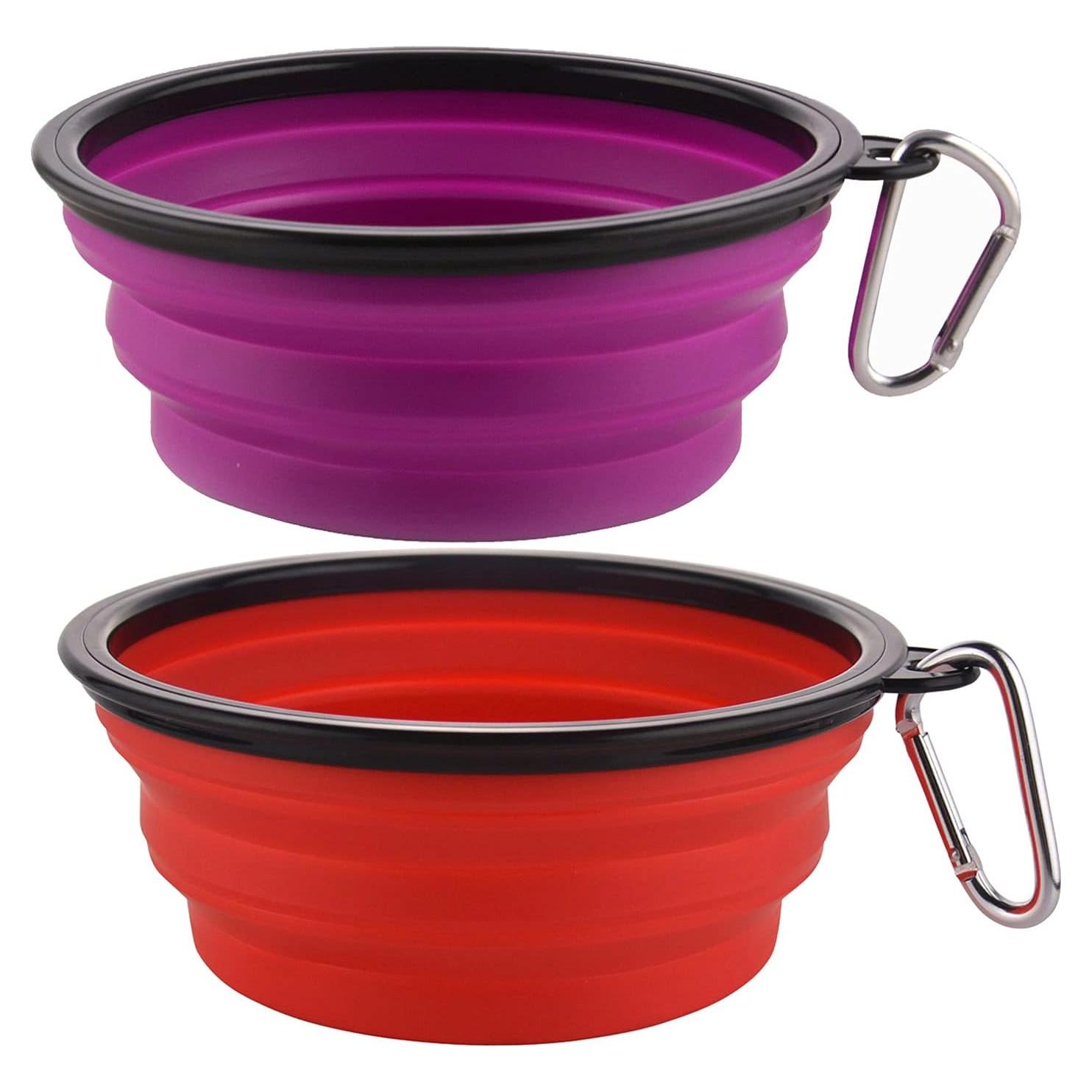 Tazones Plegables para Perros Guardians 34oz 2 Piezas Púrpura y Rojo