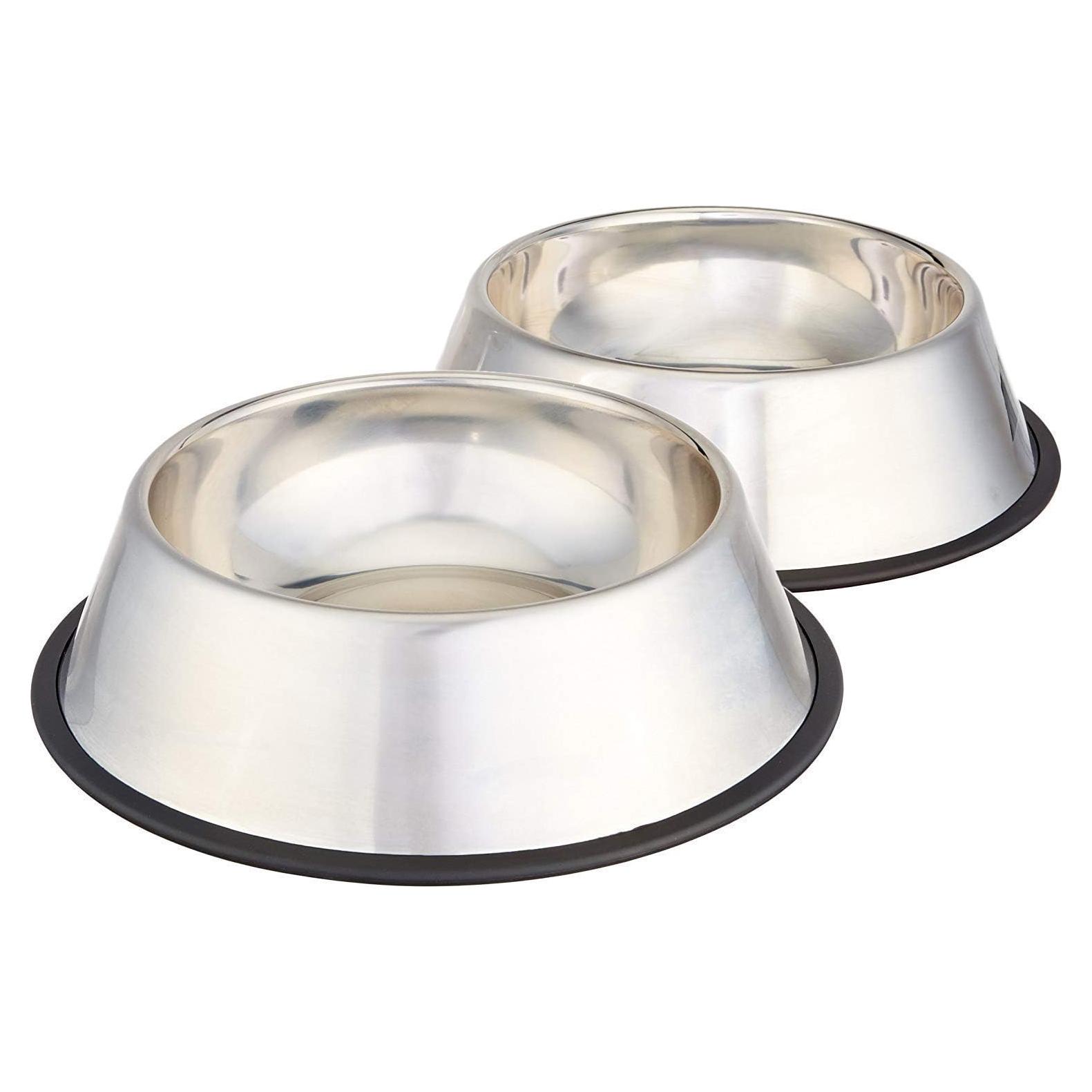 Set de 2 Tazones de Acero Inoxidable Antideslizantes Amazon Basics