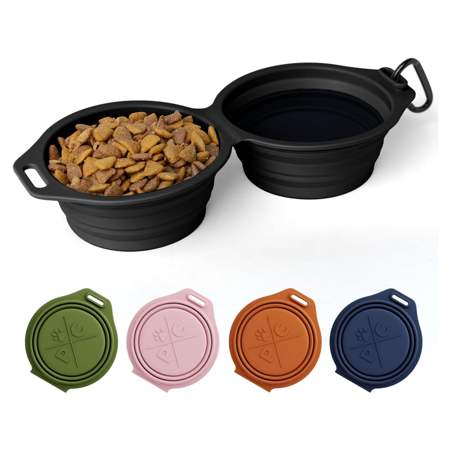 Tazón Plegable para Perros Pup Culture Doble - Silicona Negra