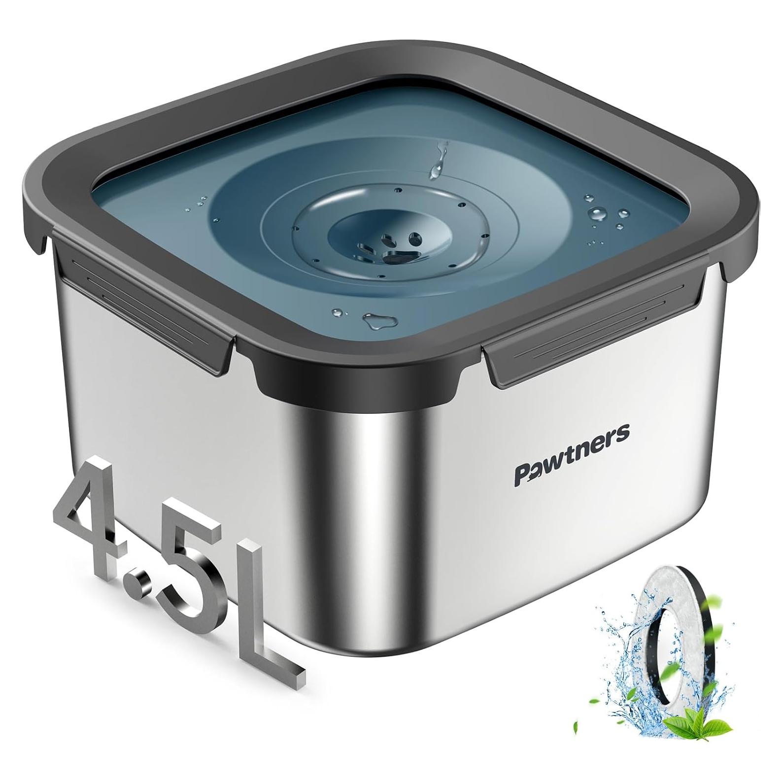 Tazón de Agua para Perros Pawtners 4.5L Acero Inoxidable Antideslizante