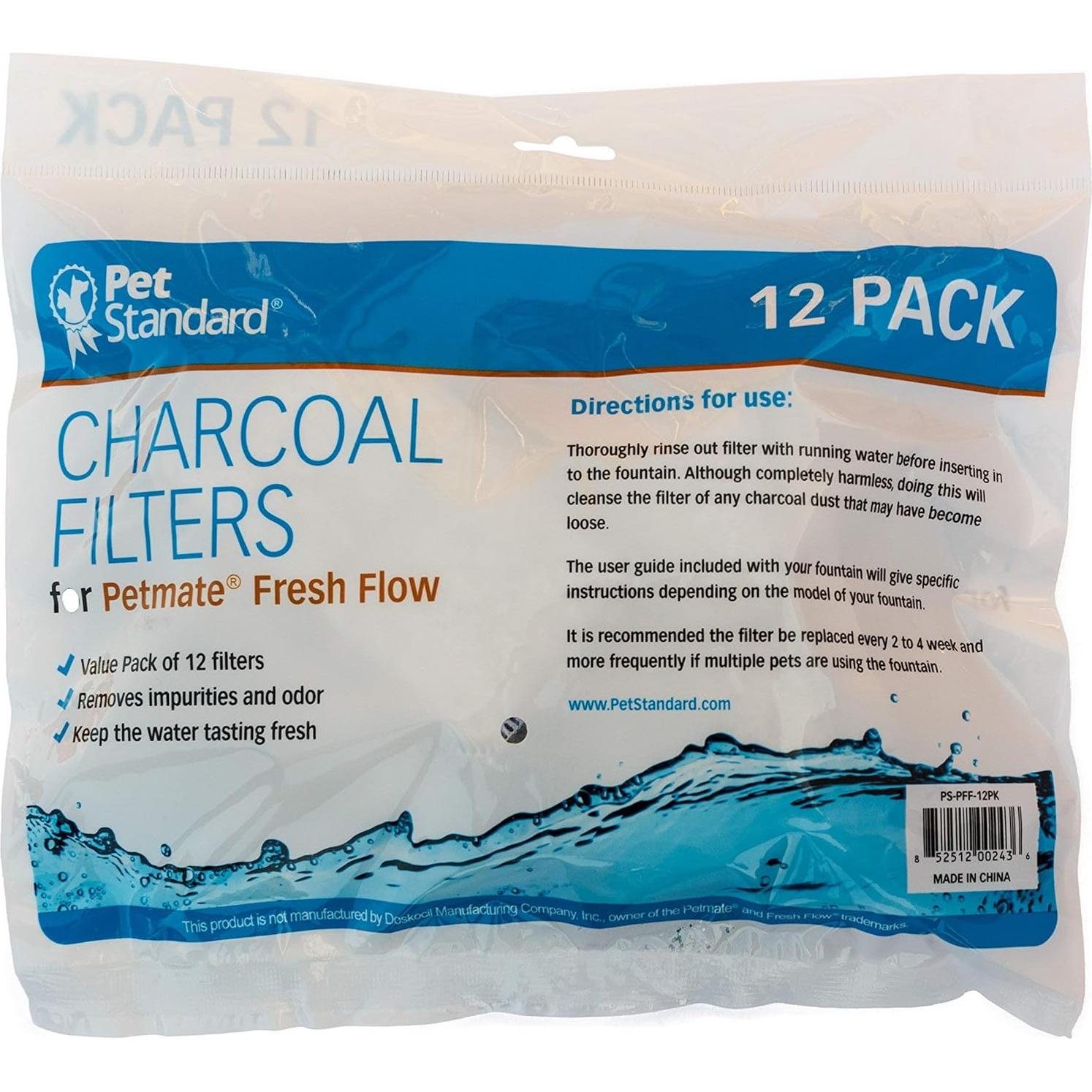 Filtros de Carbón PetStandard para Fuentes Petmate Fresh Flow - 12 Piezas