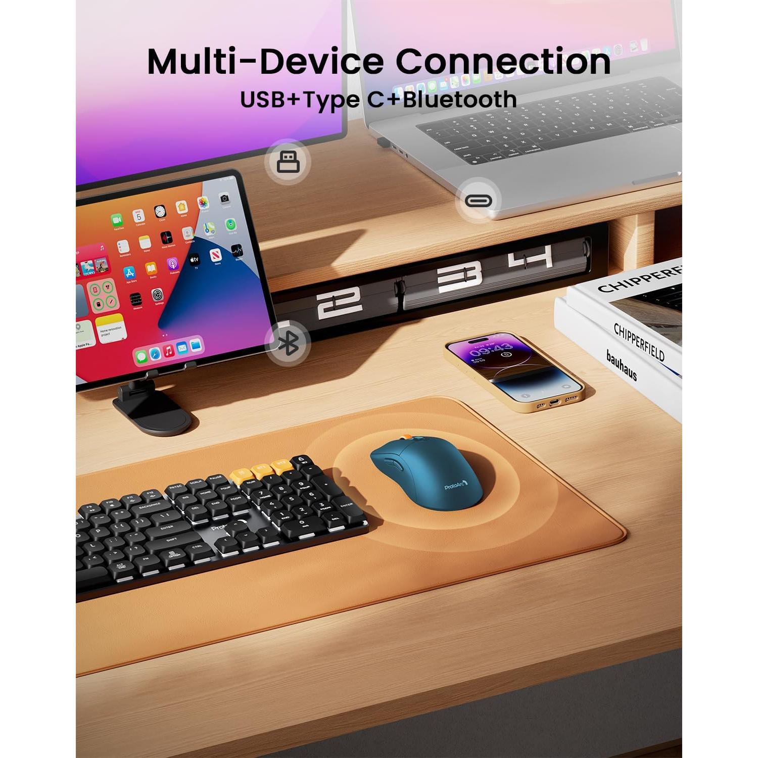 Ratón Inalámbrico Bluetooth ProtoArc EM15 Recargable Azul