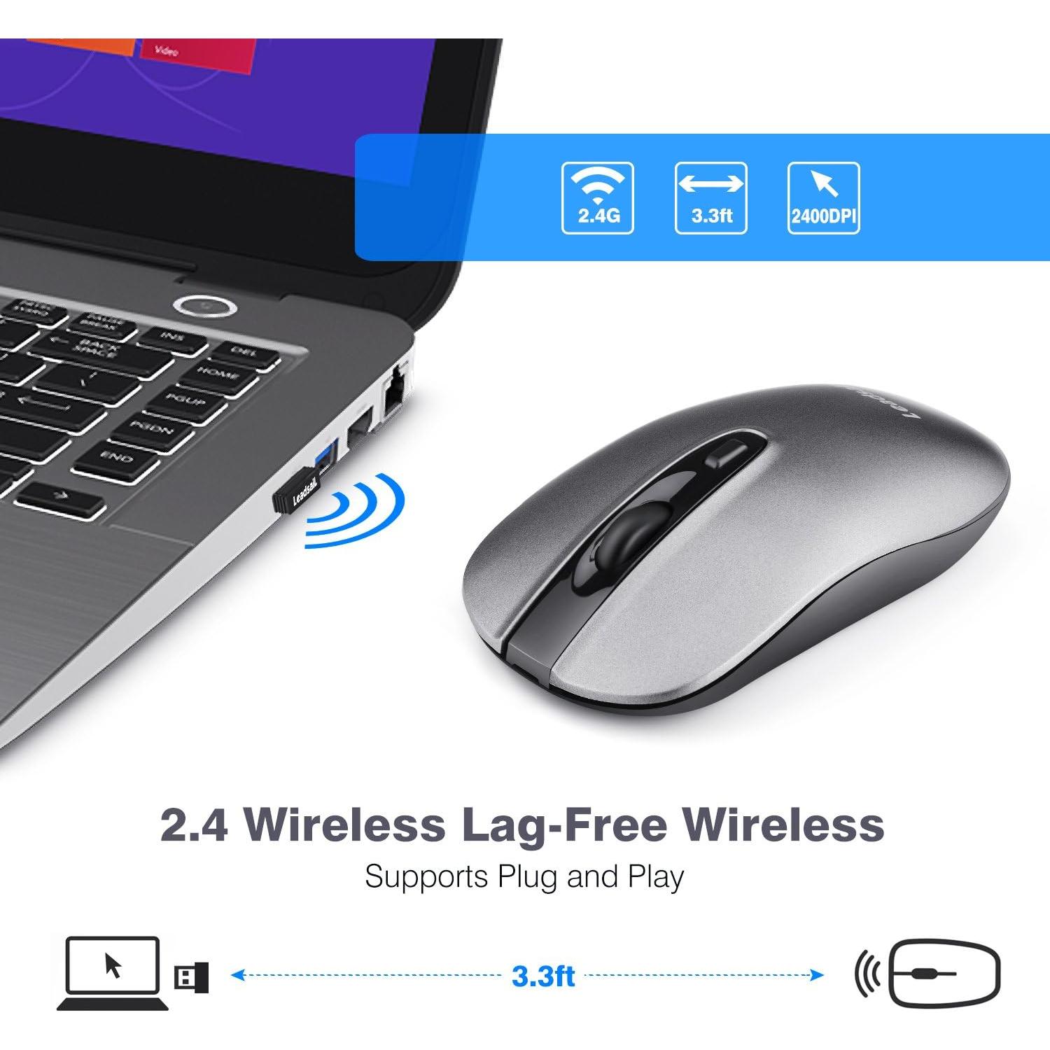 Ratón Inalámbrico Recargable LeadsaiL LX001 2400 DPI Silencioso