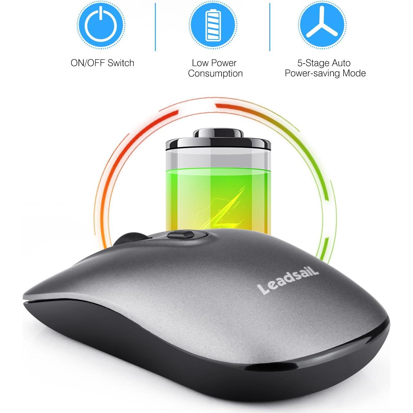 Ratón Inalámbrico Recargable LeadsaiL LX001 2400 DPI Silencioso