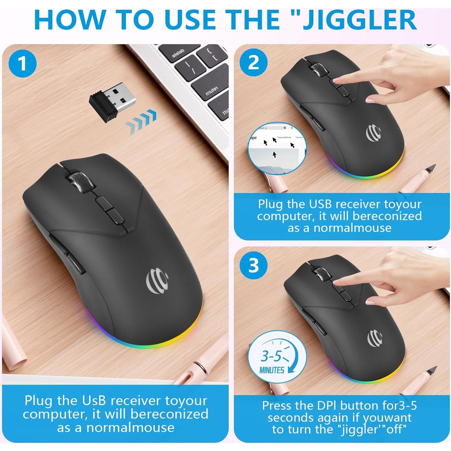 Ratón Inalámbrico Recargable AooKoNi BT 5.2 1600DPI Negro