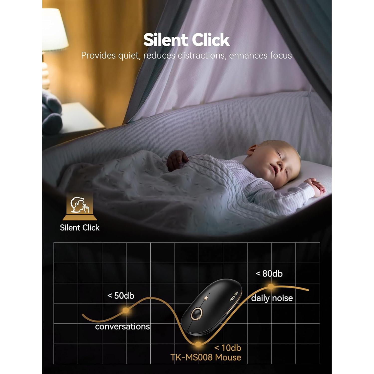 Ratón Inalámbrico Silencioso TECKNET 4800 DPI USB-A