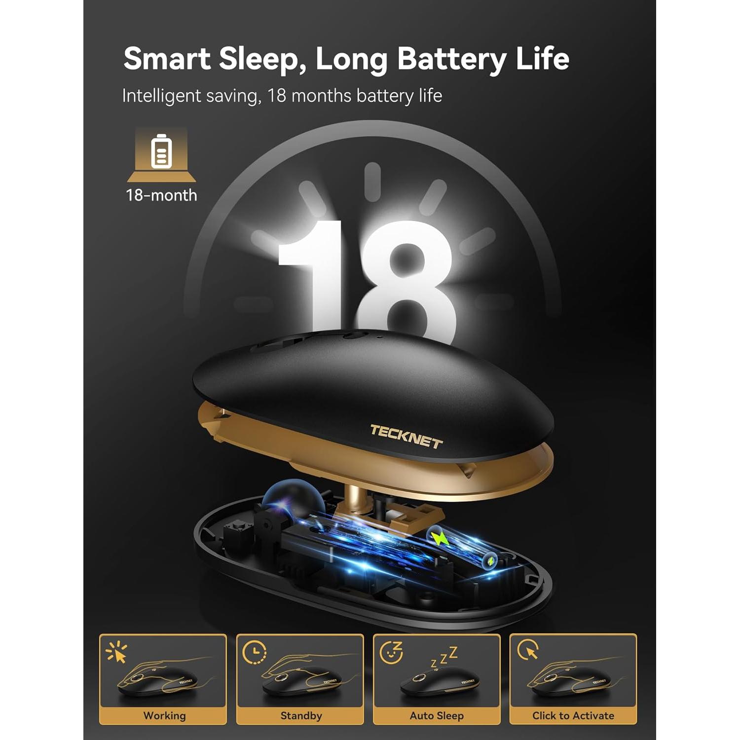 Ratón Inalámbrico Silencioso TECKNET 4800 DPI USB-A