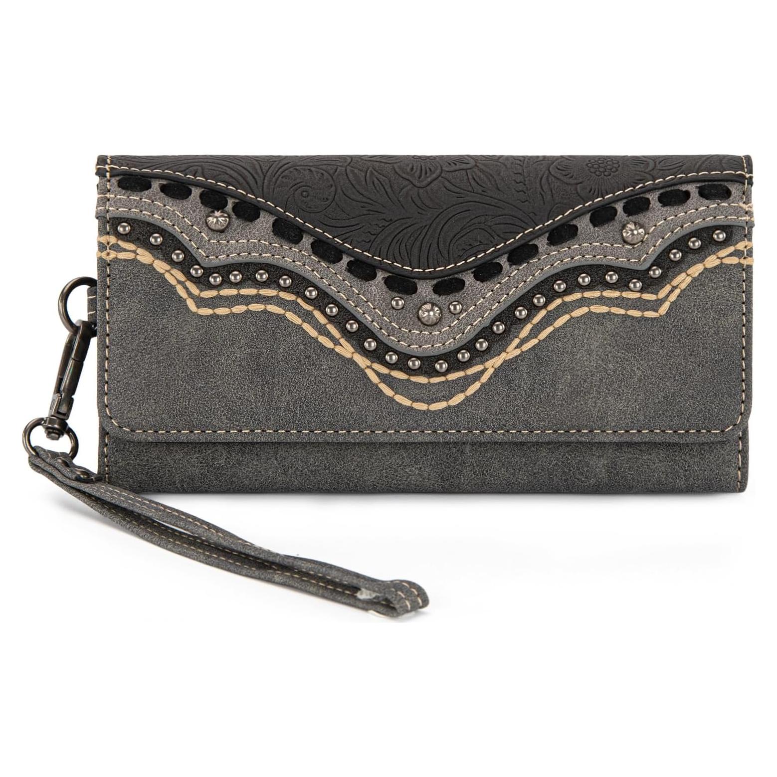 Cartera Trifold Montana West para Mujeres - Negro - RFID