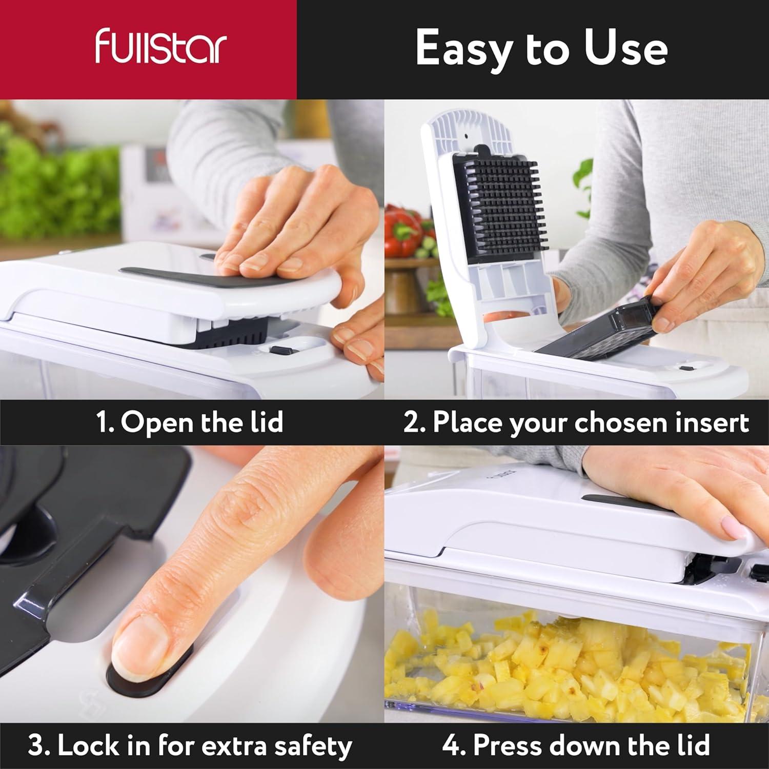 Cortador de Verduras Fullstar 4 en 1 Blanco - Acero Inoxidable