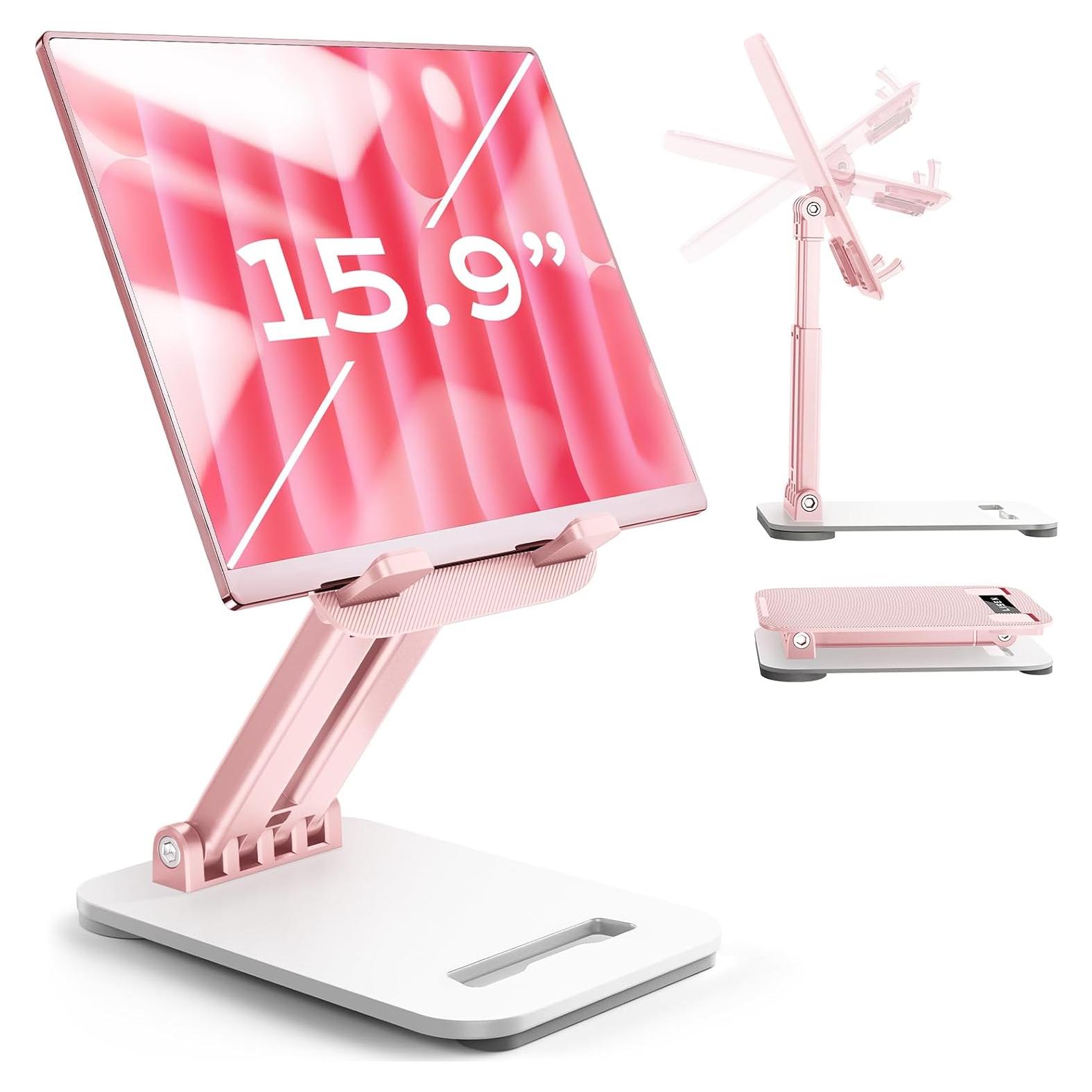 Soporte Plegable para Tableta LISEN Rosa - Ajustable y Compacto