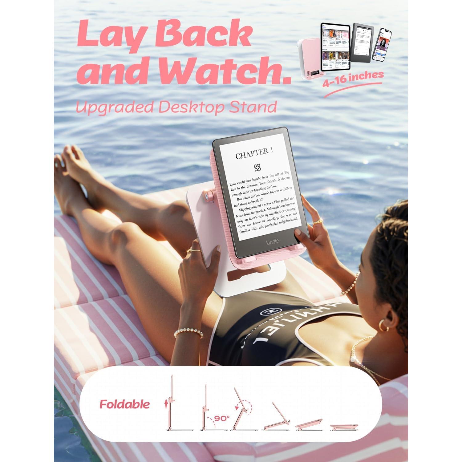 Soporte Plegable para Tableta LISEN Rosa - Ajustable y Compacto
