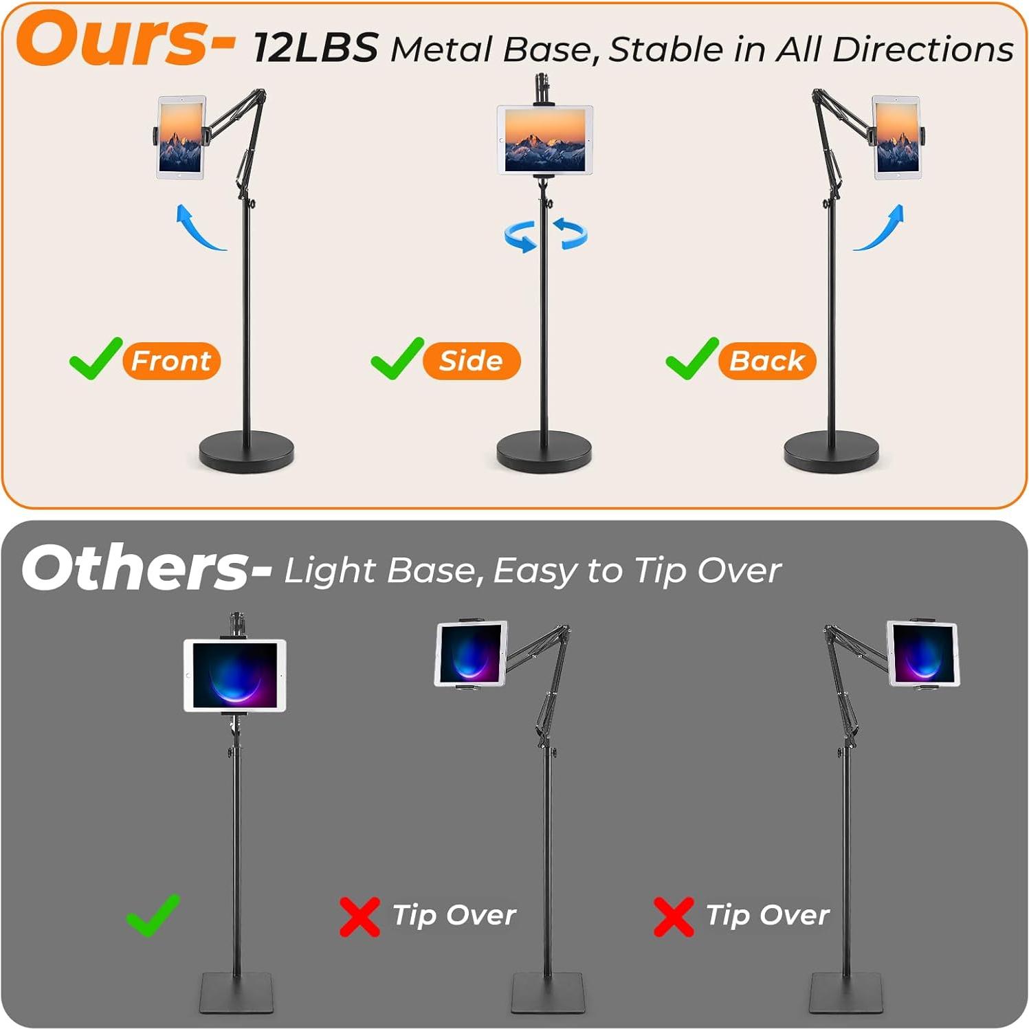 Soporte de Piso para Tablet Tranqio - Altura Ajustable 5.44kg