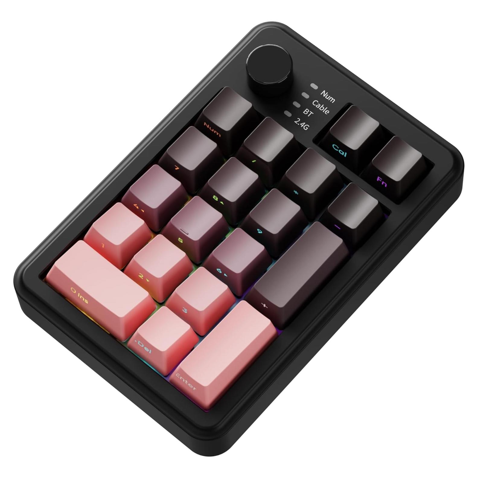 Teclado Numérico Mecánico Inalámbrico EWEADN NK20 RGB Rosa Negro
