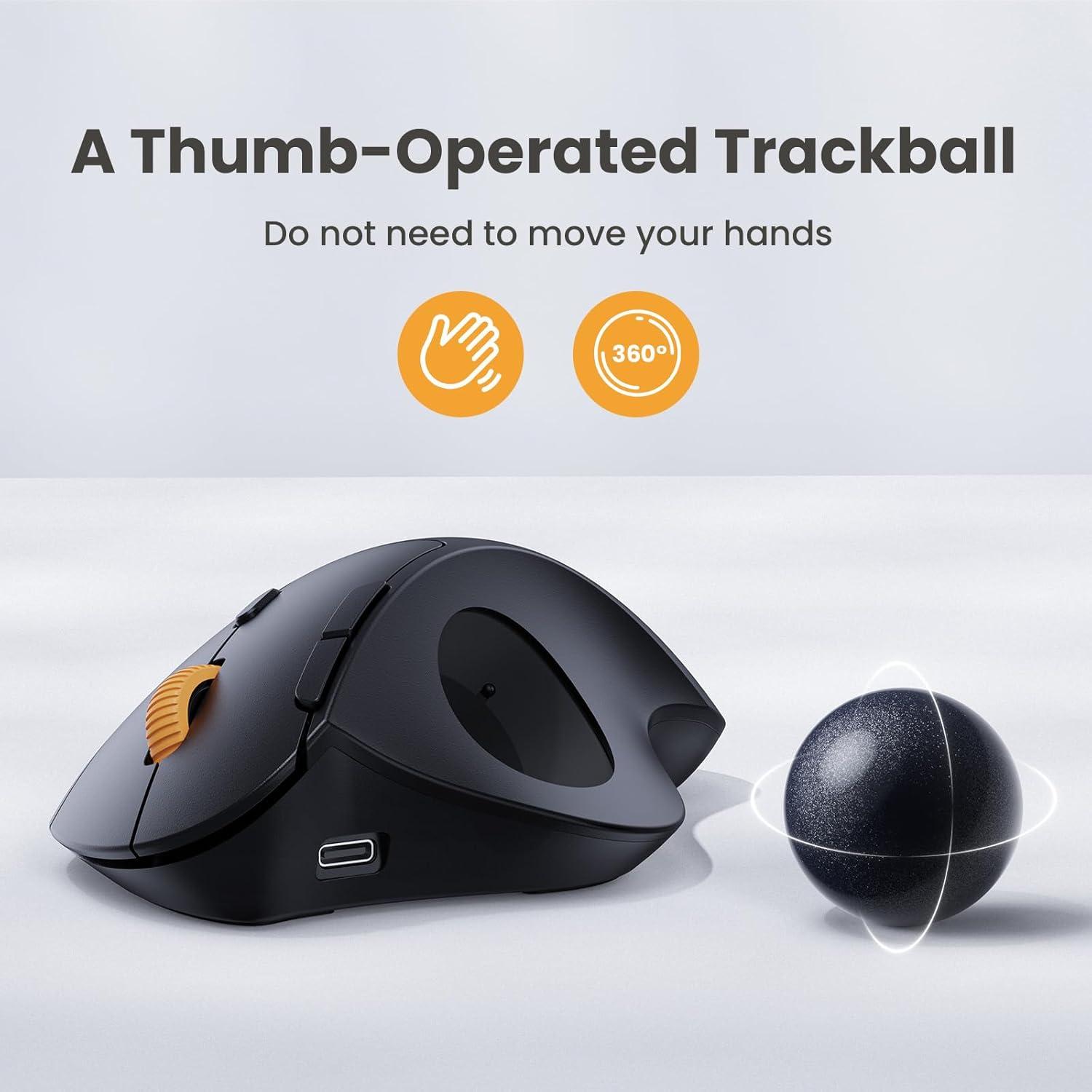 Ratón Trackball Inalámbrico ProtoArc EM04 Ergonómico Gris
