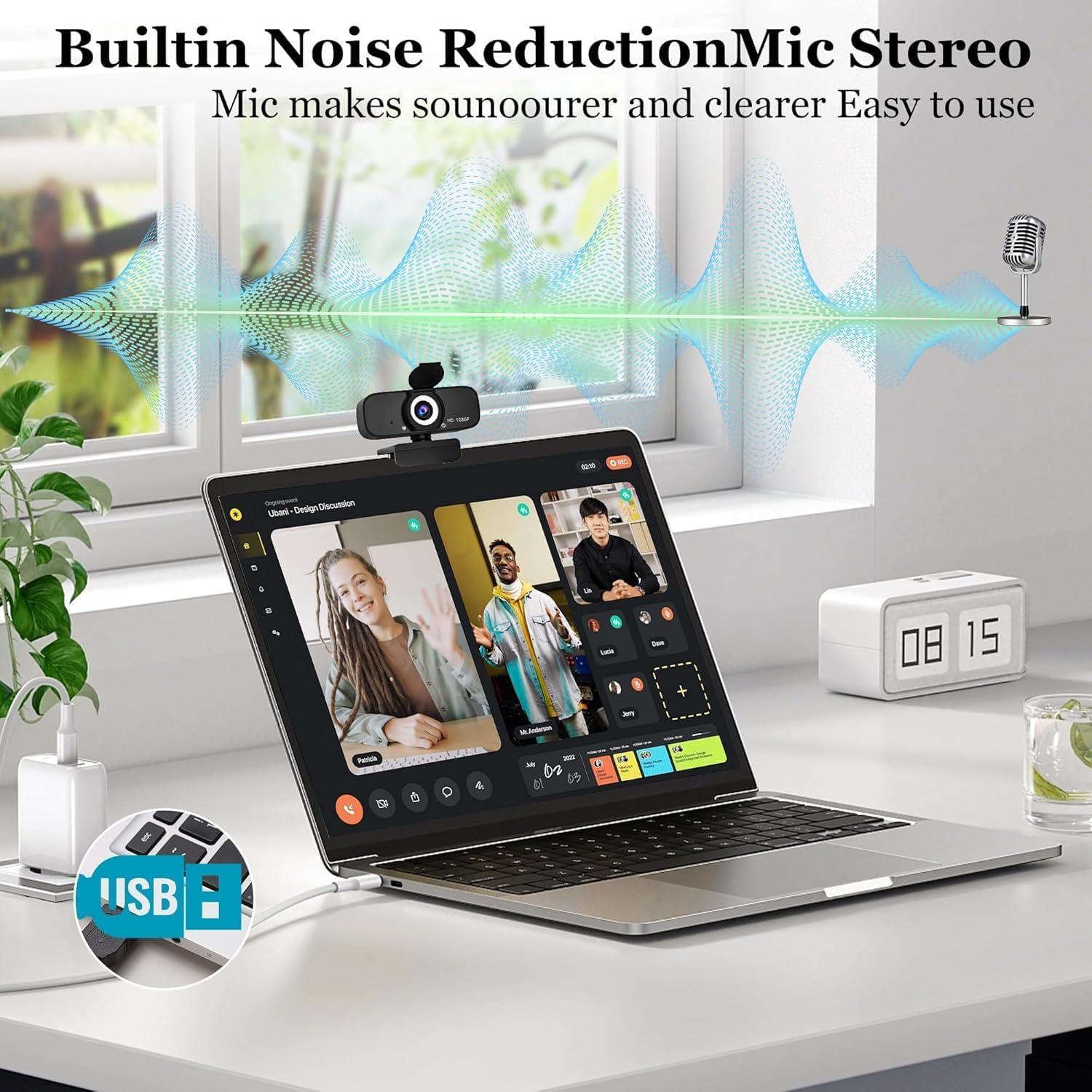 Cámara Web Full HD 1080p SZGIARUY con Micrófono y Trípode