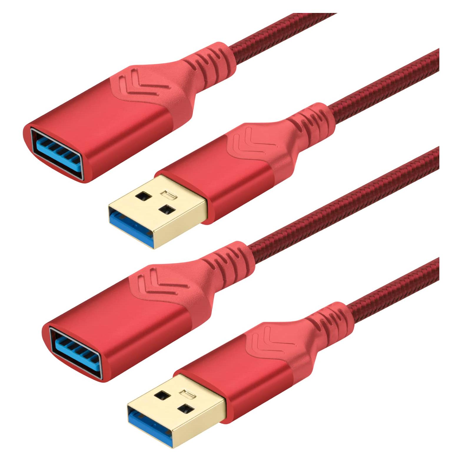 Cable de Extensión USB 3.0 ROFICORD 2Pack 0.61m Rojo