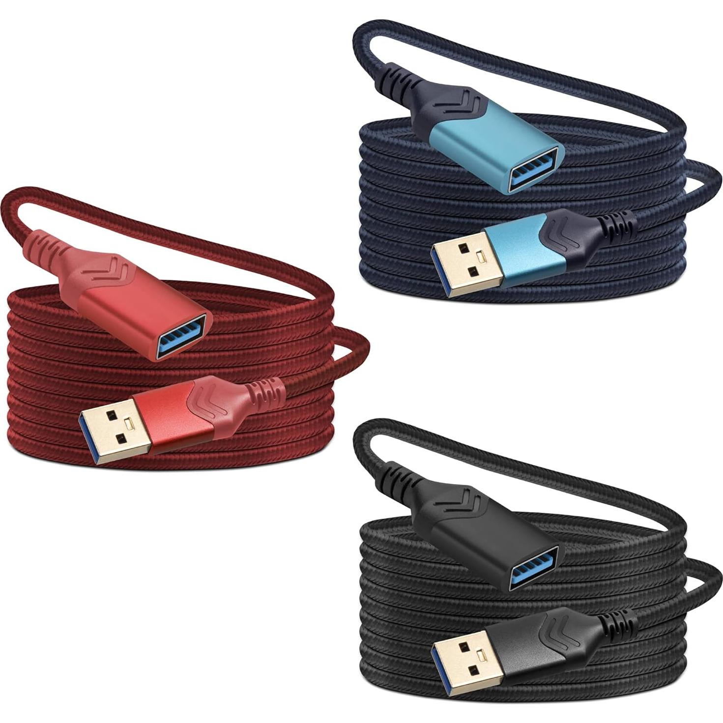 Cable de Extensión USB 3.0 ROFICORD 2Pack 0.61m Rojo