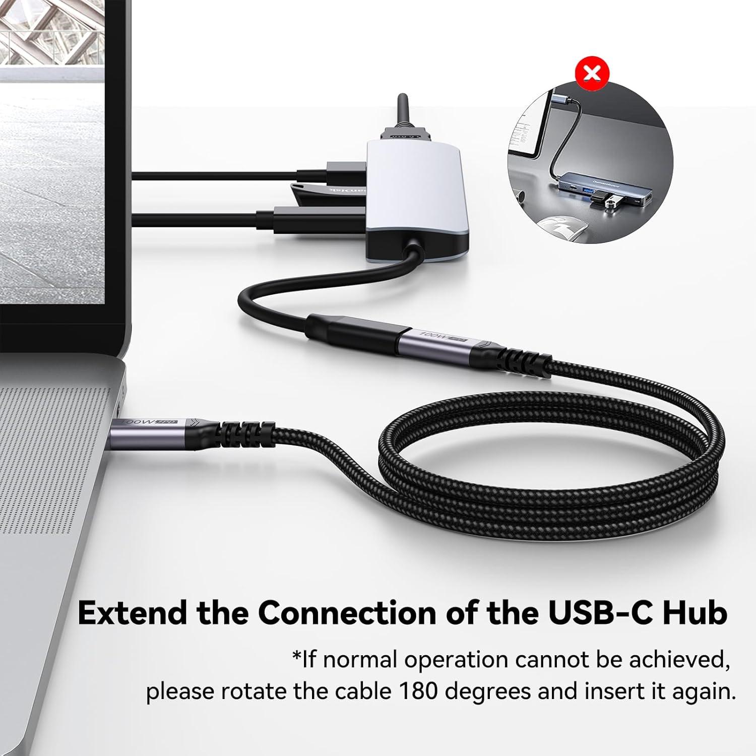 Cable de Extensión USB C 3 pies DteeDck 10Gbps 100W 4K