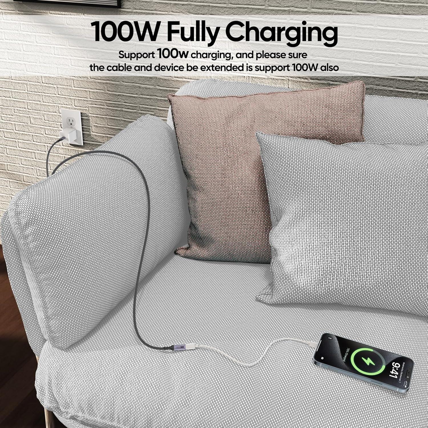 Cable Extensión USB C DteeDck 15 cm 100W Carga Rápida 10Gbps