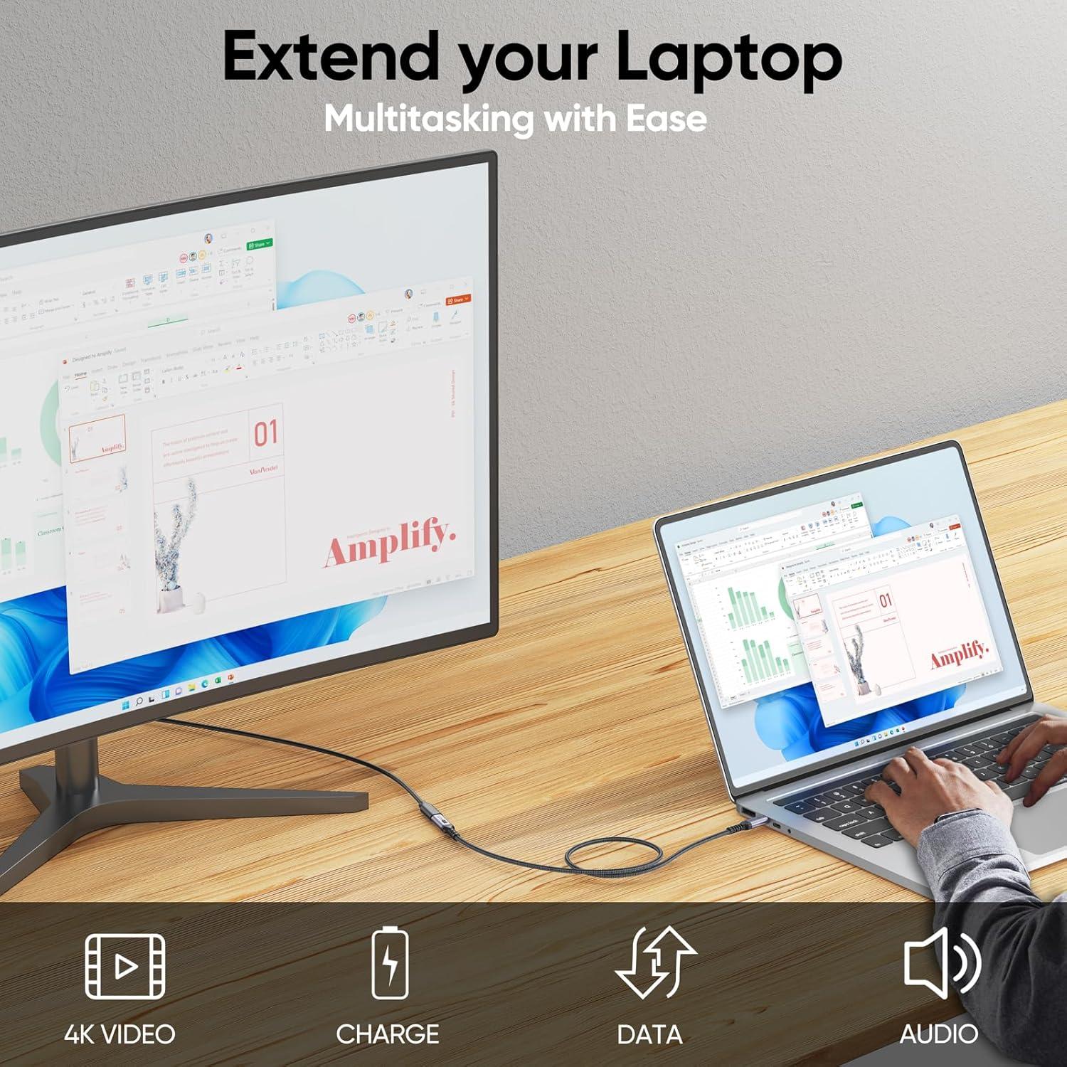 Cable Extensión USB C DteeDck 15 cm 100W Carga Rápida 10Gbps