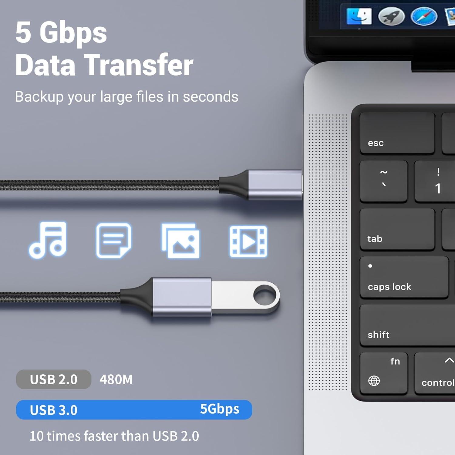 Adaptador USB-C macho a USB hembra Pastall 2 m 3A