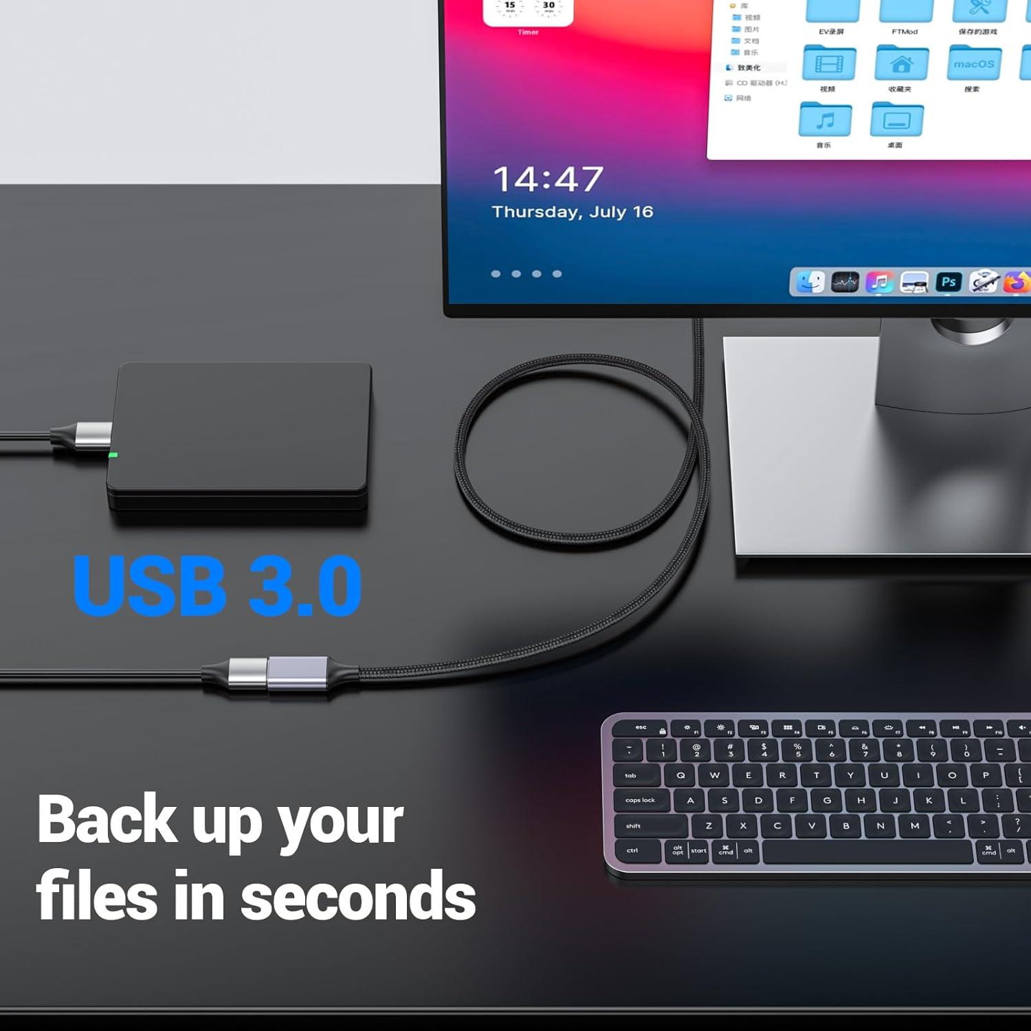 Adaptador USB-C macho a USB hembra Pastall 2 m 3A