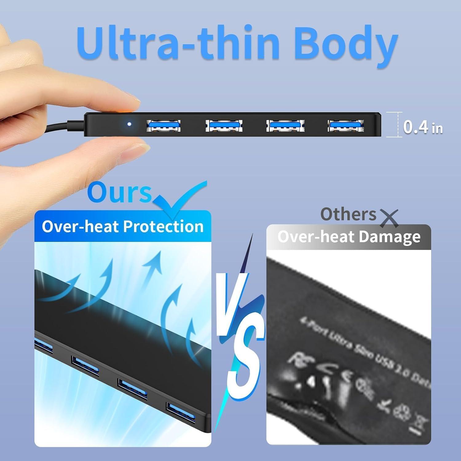 Hub USB 3.0 4 Puertos WILLMLEGED para Coche y Portátil