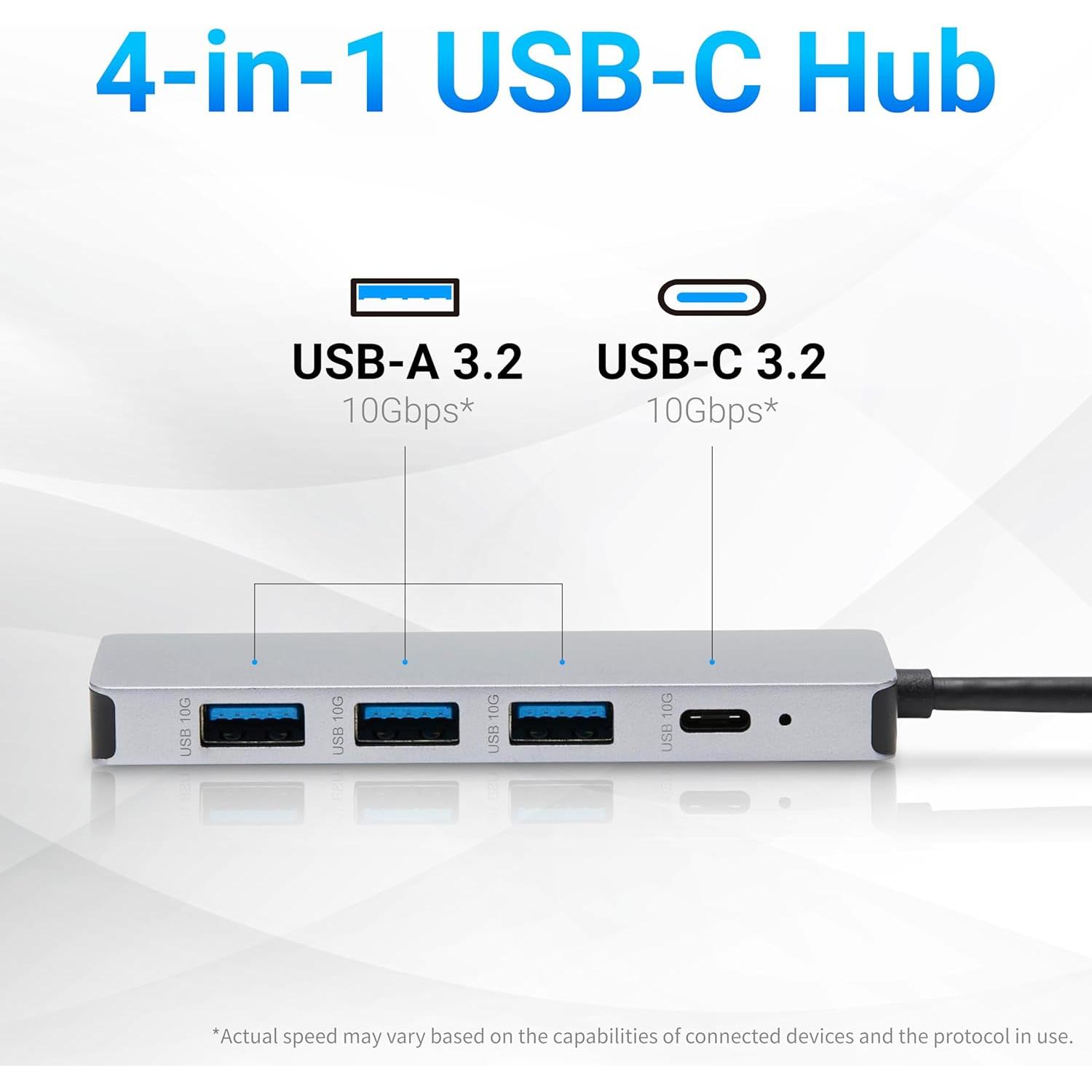 Hub Dock USB 3.2 Amazon Basics, 5 Puertos, Plata y Negro
