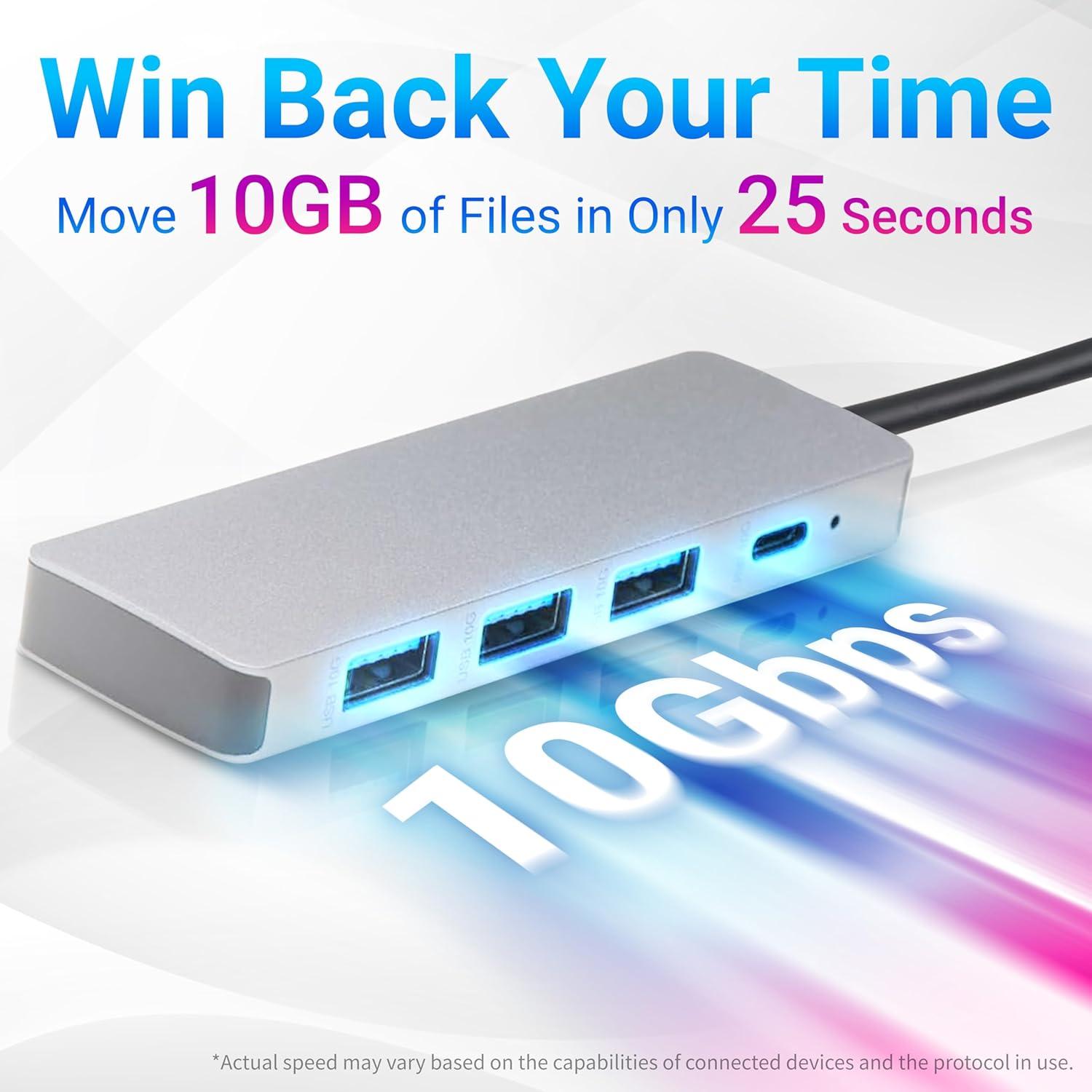 Hub Dock USB 3.2 Amazon Basics, 5 Puertos, Plata y Negro