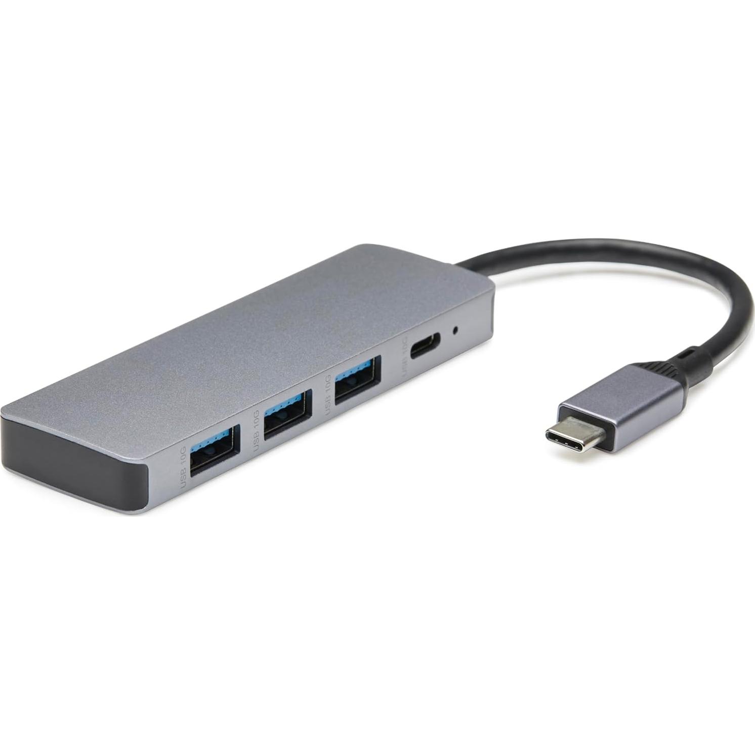 Hub Dock USB 3.2 Amazon Basics, 5 Puertos, Plata y Negro