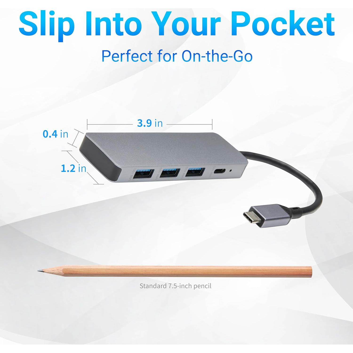 Hub Dock USB 3.2 Amazon Basics, 5 Puertos, Plata y Negro