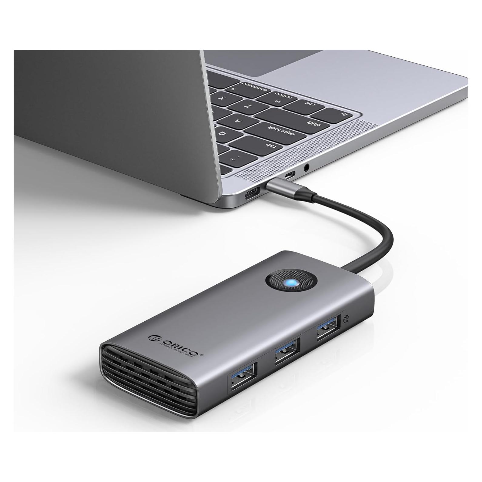 Hub USB C 6-en-1 ORICO PW11-6P-GY con HDMI 4K y 100W PD
