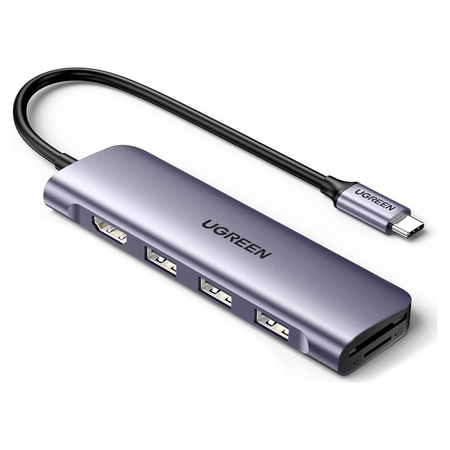 Hub USB C 6 en 1 UGREEN 4K HDMI 3 Puertos USB 3.0 Lector SD