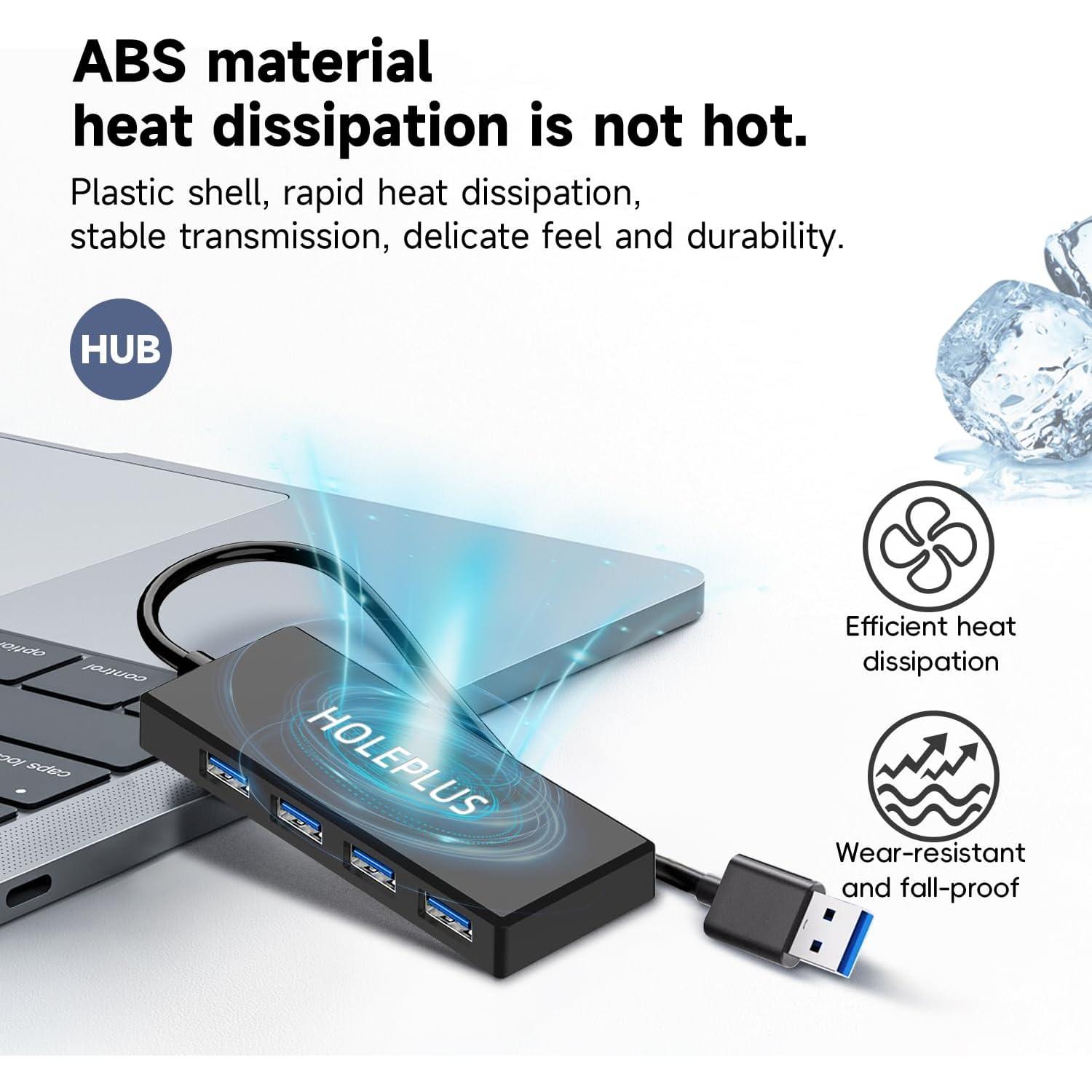 Hub USB 3.0 HOLEPLUS 4 Puertos Alta Velocidad 5Gbps