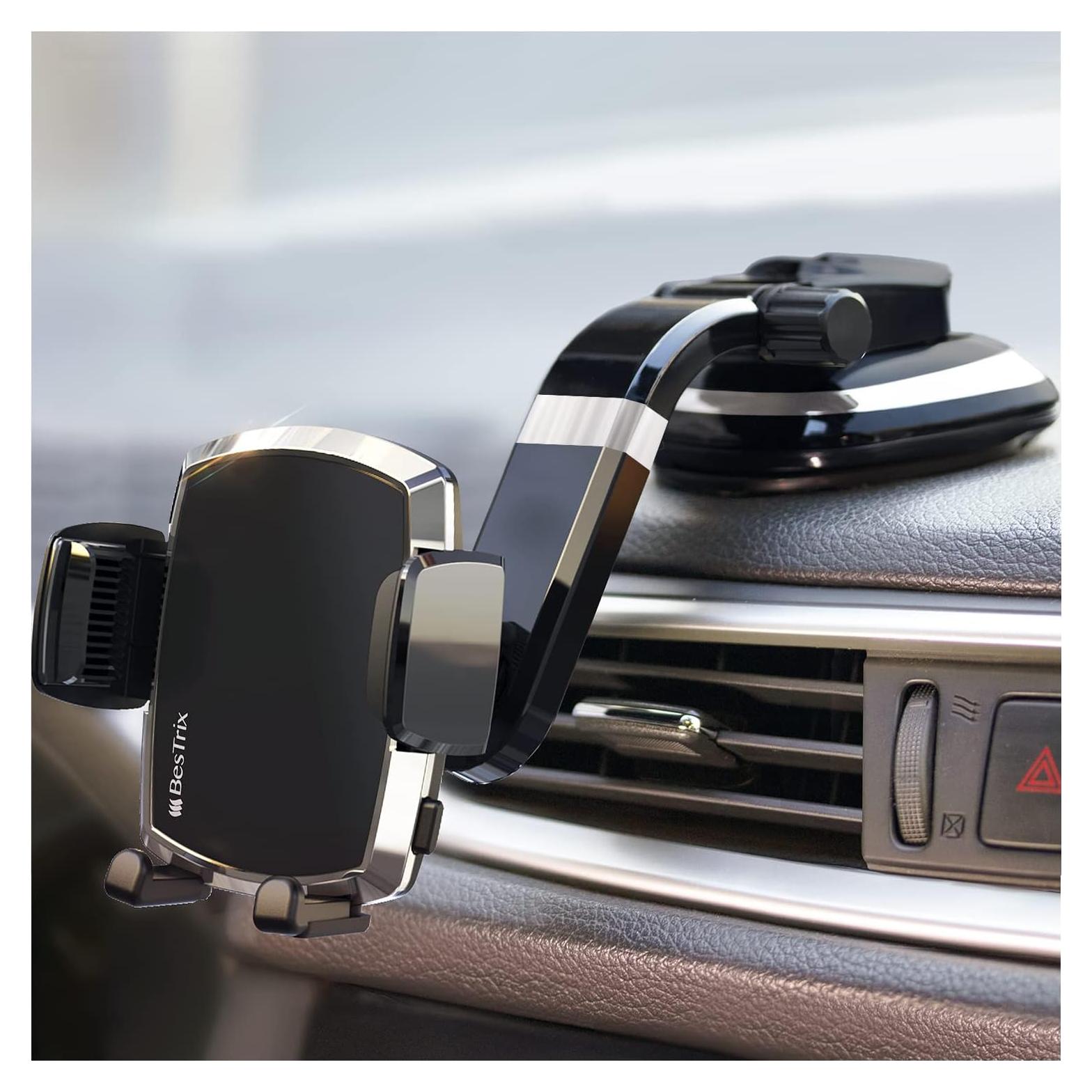 Soporte para teléfono en coche Bestrix SmartClamp - Negro, 360°