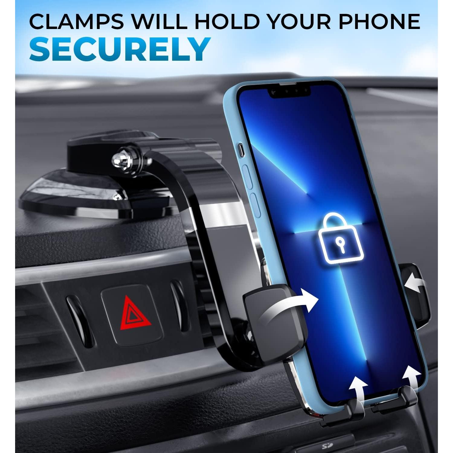 Soporte para teléfono en coche Bestrix SmartClamp - Negro, 360°